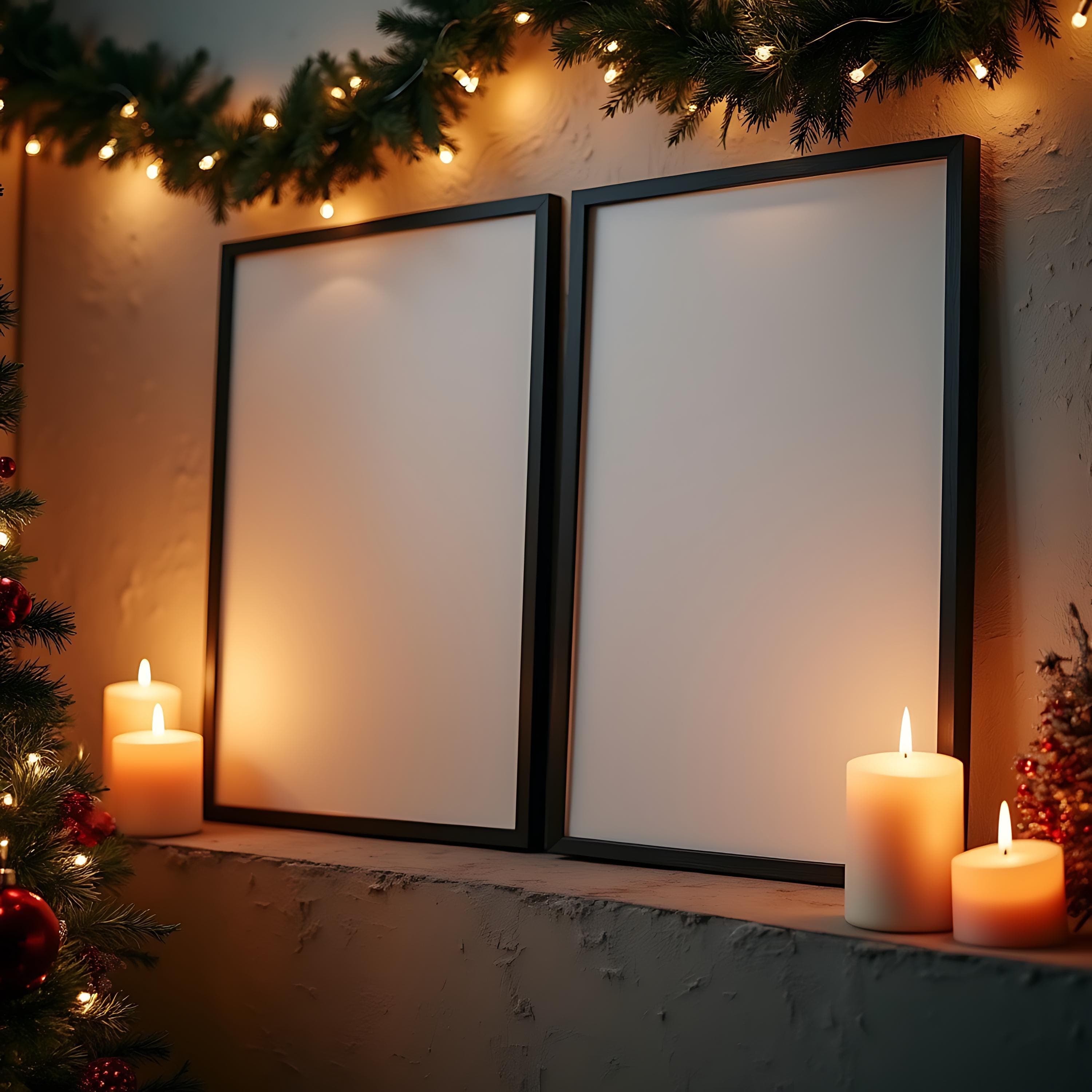 Two DIN A Sized Blank Frame Mockup | Two Frames Mockup | Poster Frame Mockup | Double Frames Mockup | Frame Gallery Mockup | Art Mockup |