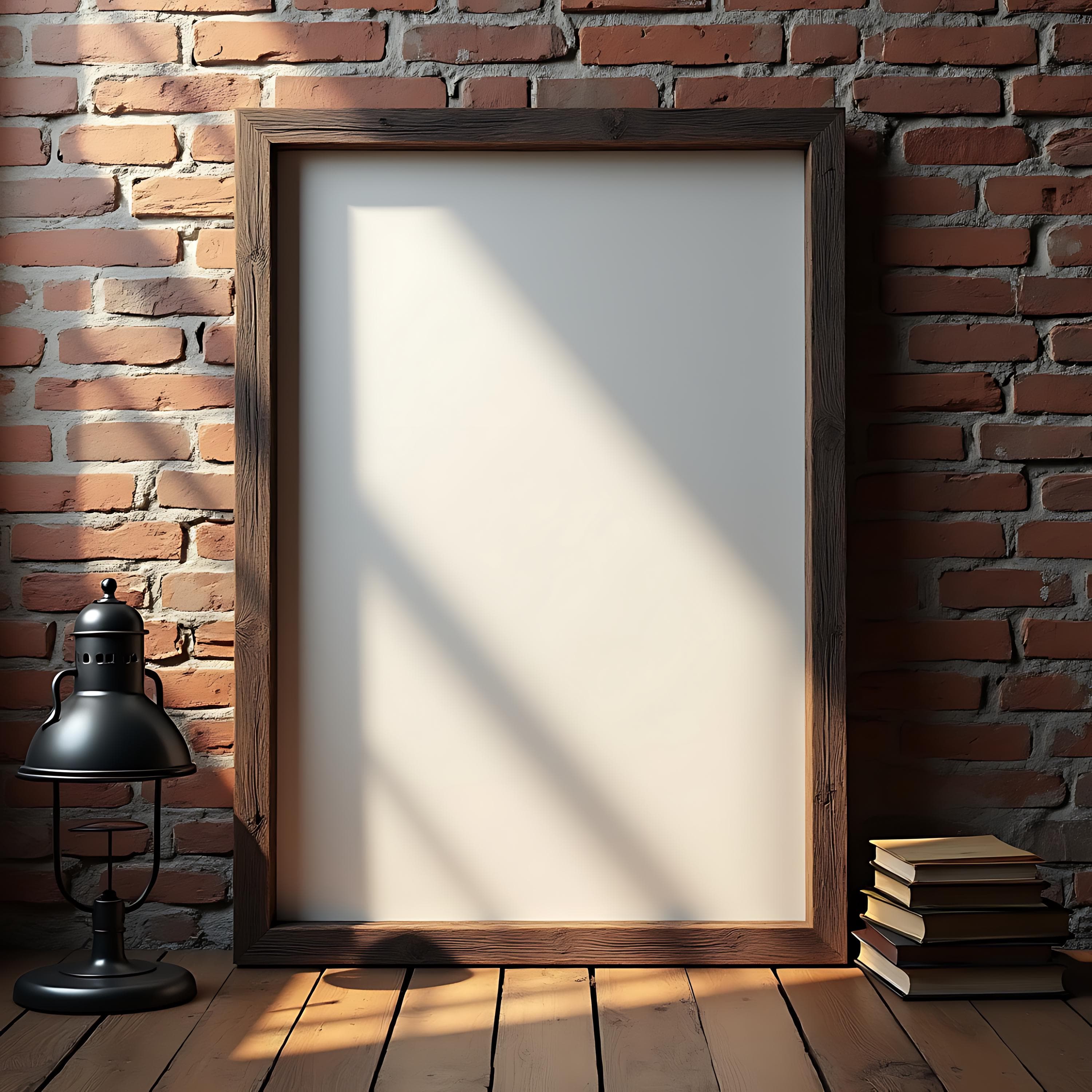 Photorealistic Rustic Wooden Frame Mockup | Photoshop PSD Frame | Product & Poster Mockup | Wooden Wall Art Display