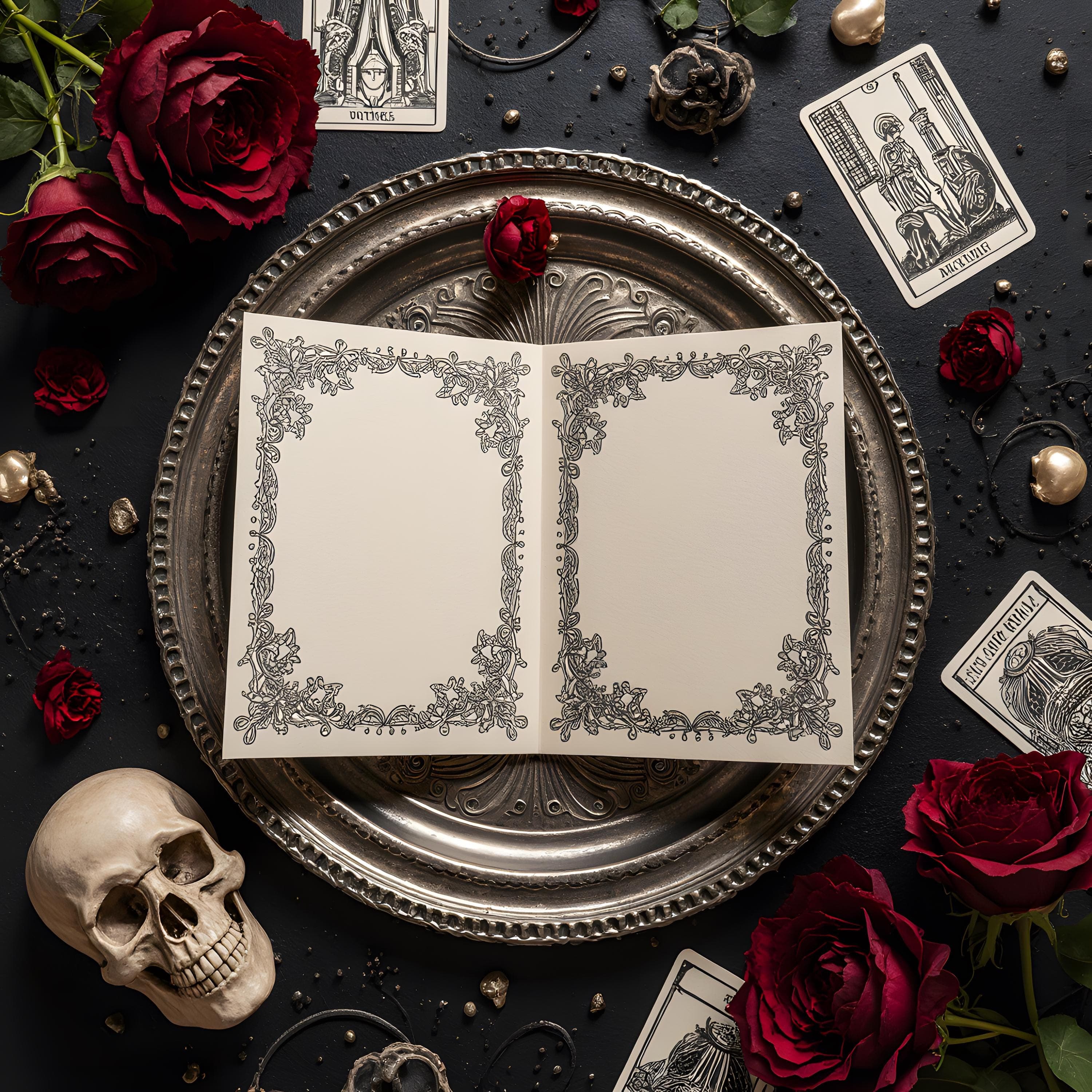 Luxury Gothic Wedding Invitation Mockup | Dark Ornate Stationery PSD | Victorian Baroque Wedding Card | Gothic Romance Invitation Template |