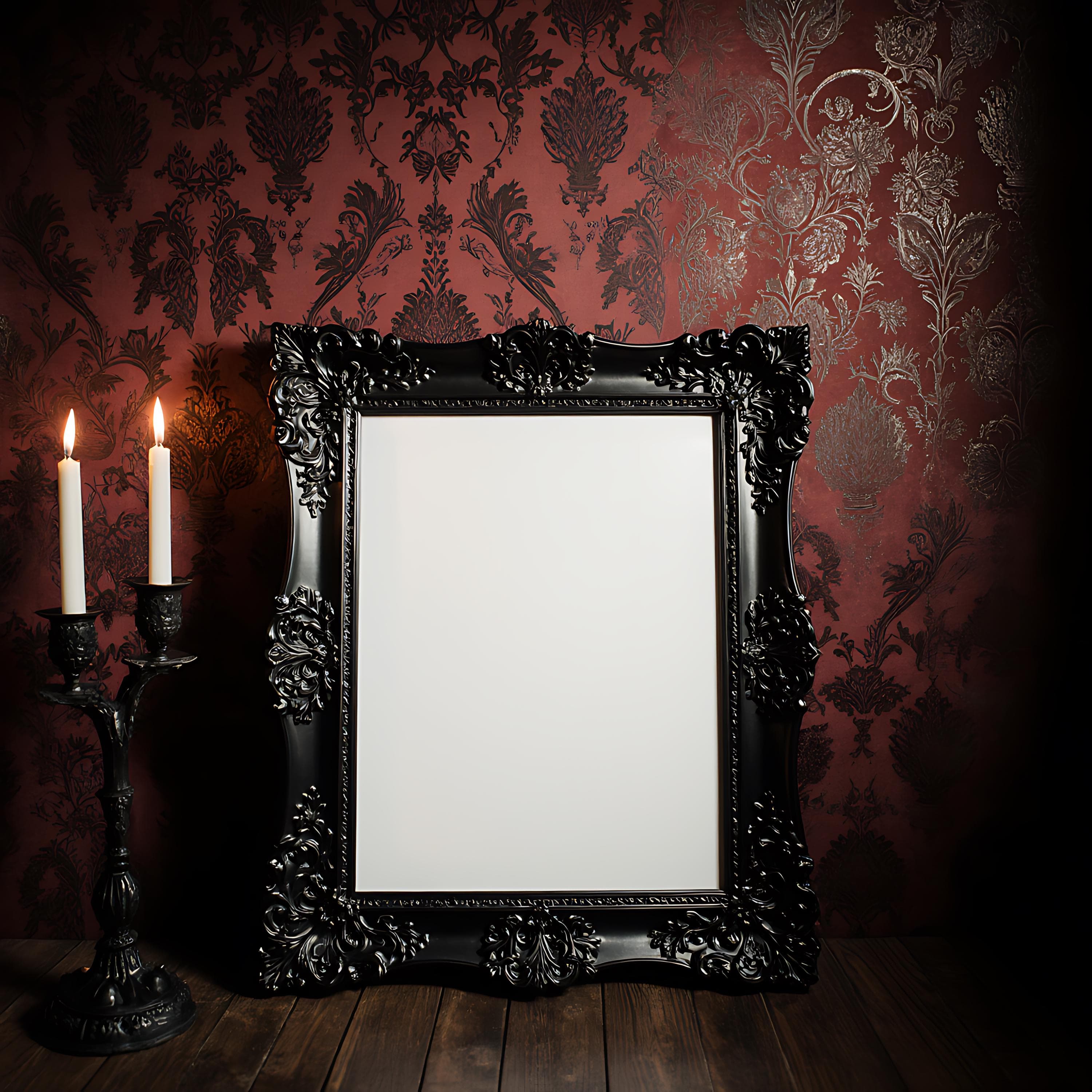 Gothic 11x14 Frame Mockup | Haunted Victorian Scene | Black Baroque Frame PSD | Dark Art Display | Witchy Wall Art | Printable Mockup | PSD