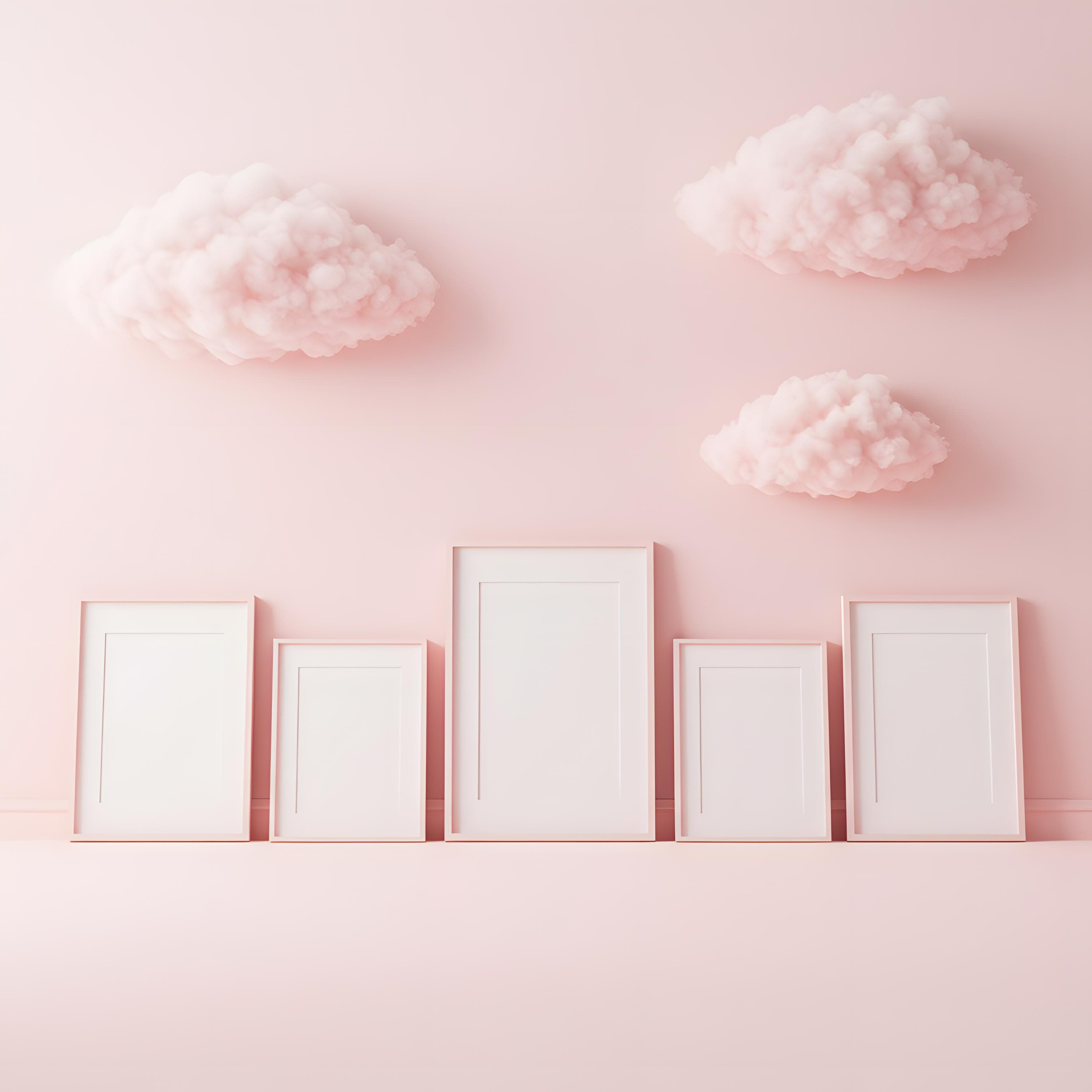 Set of Three Vertical Picture Frame Mockups | Triple Wall Art Poster Display | Minimalist Modern Living Room Interior Frame Mockup |