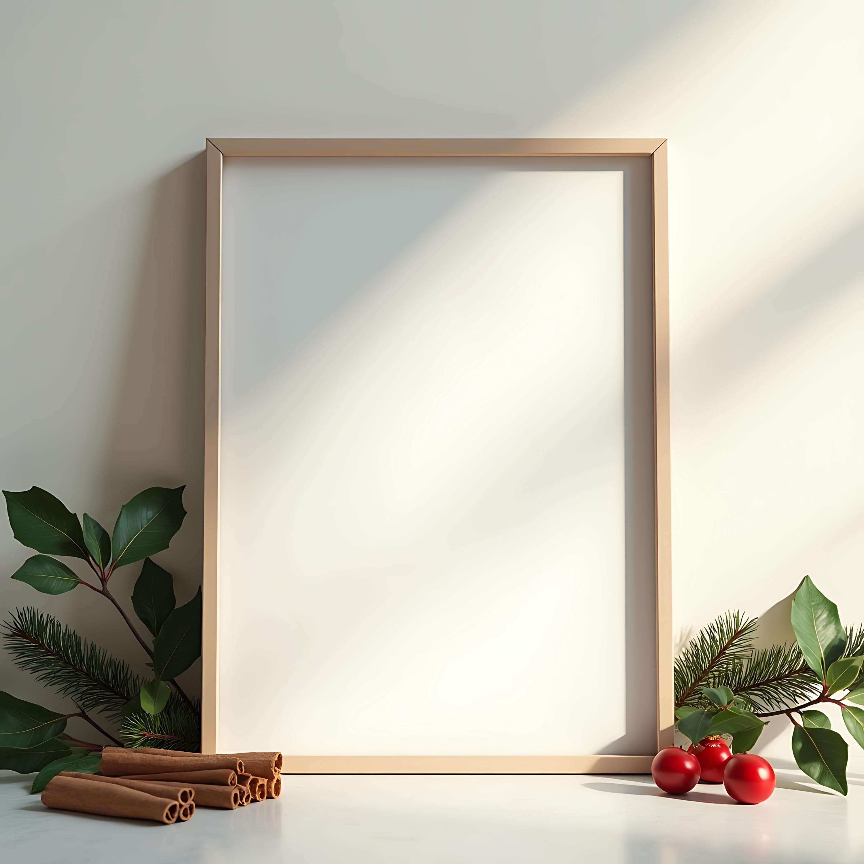 Modern Thin Frame Mockup | Frame Mockup | Simple Mockup | Wood Mockup | Minimalist Mockup | Christmas Frame Mockup | Holiday Frame Mockup |