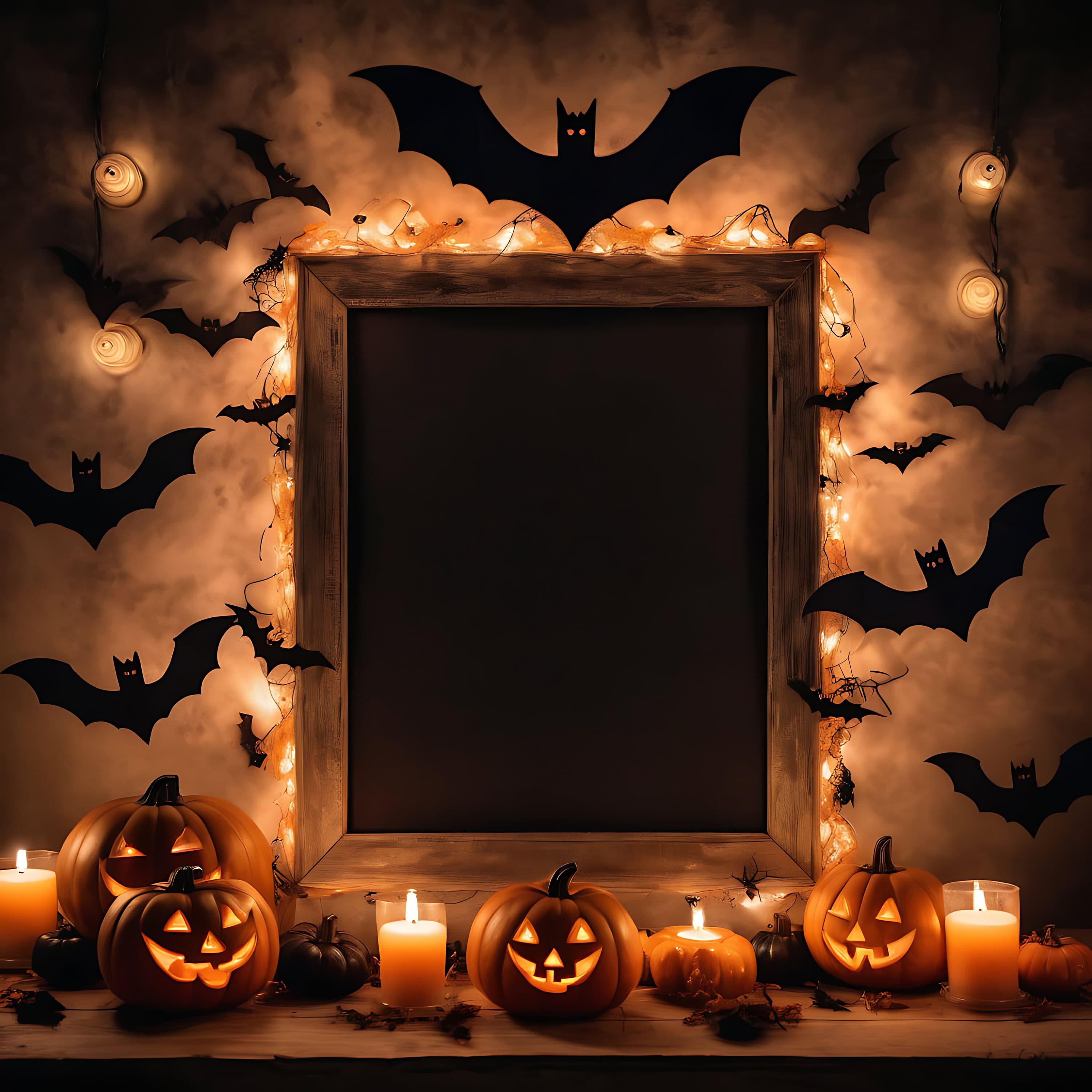 Lightened Halloween Mockup | Black Frame Mockup | Empty Mockup Frame | Pumpkin Frame |  Halloween Frame | Poster Mockup | Spooky Frame Mock