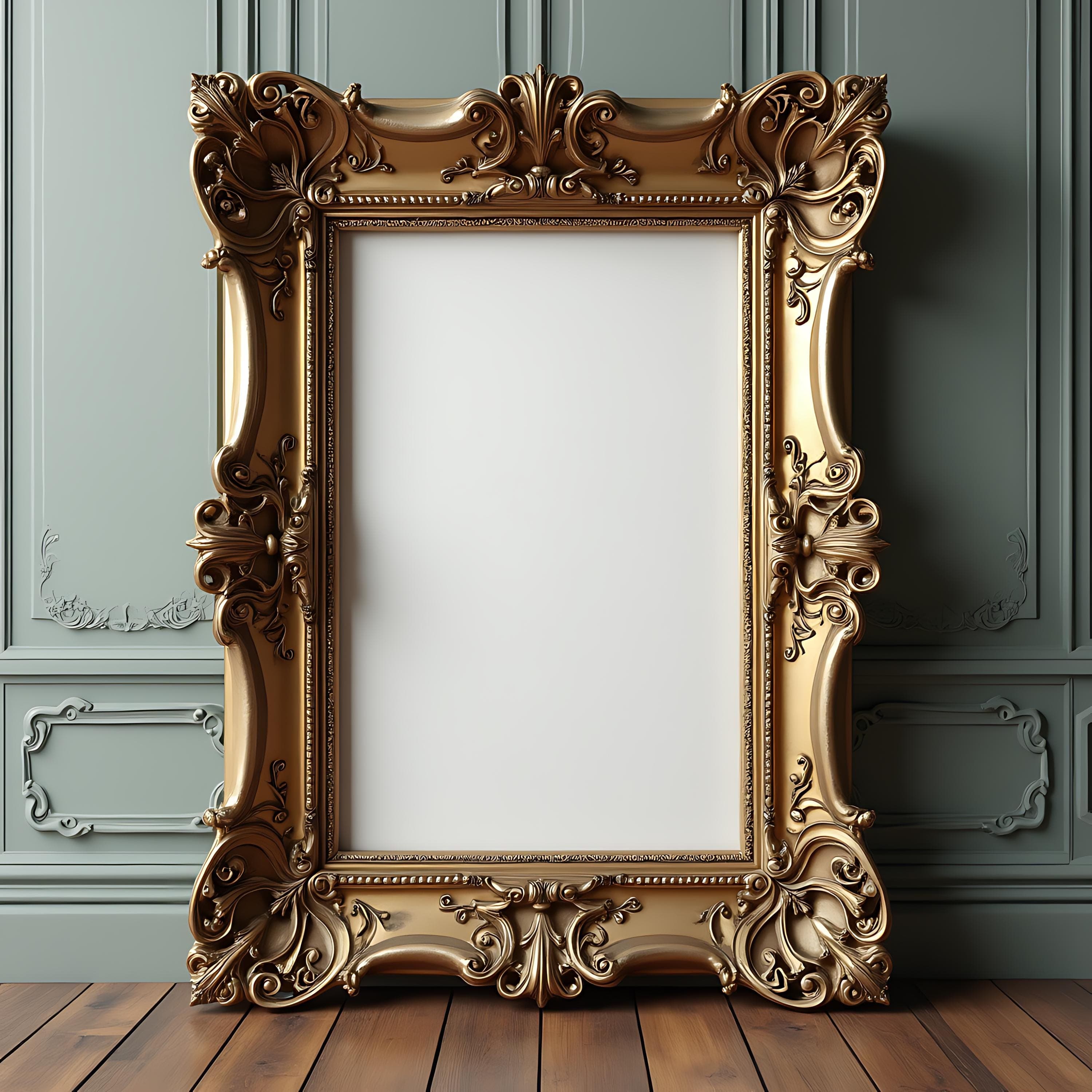 Vintage Baroque Wall Art Frame Mockup | Minimalist Mockup | Wall Art Mockup | Frame Mockup PSD | Baroque Frame | Ornate Frame | PSD Frame |