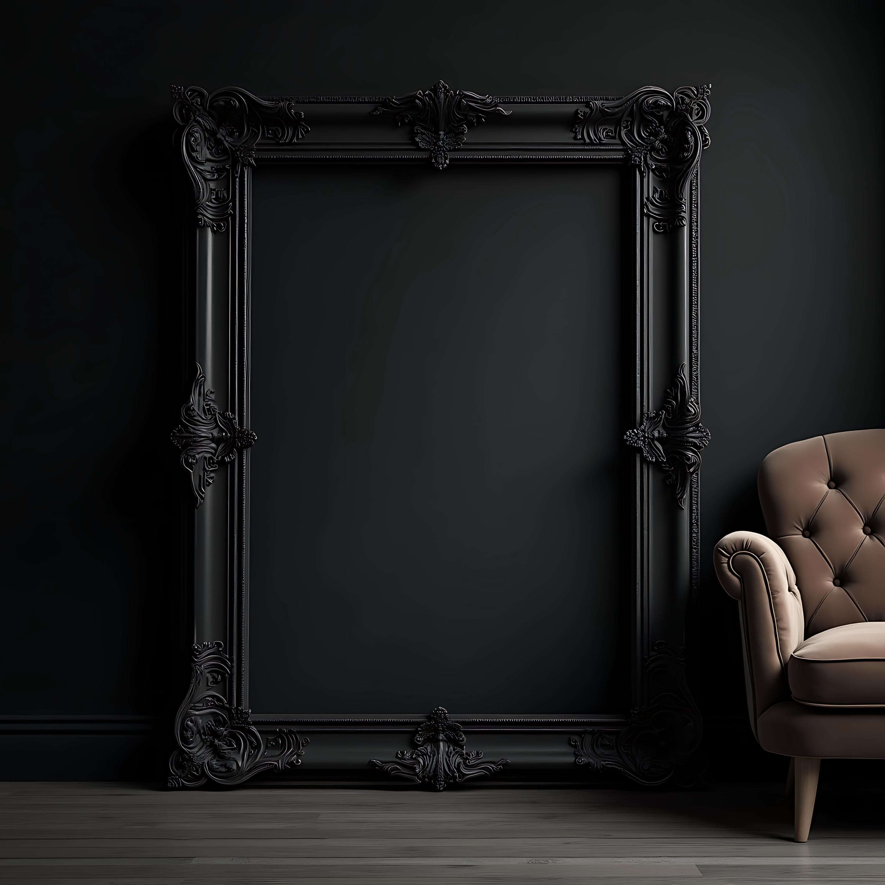 Dark Black Gothic Frame Mockup | Antique Picture Frame PSD | Poster & Art Print Mockup | Printable Wall Frame