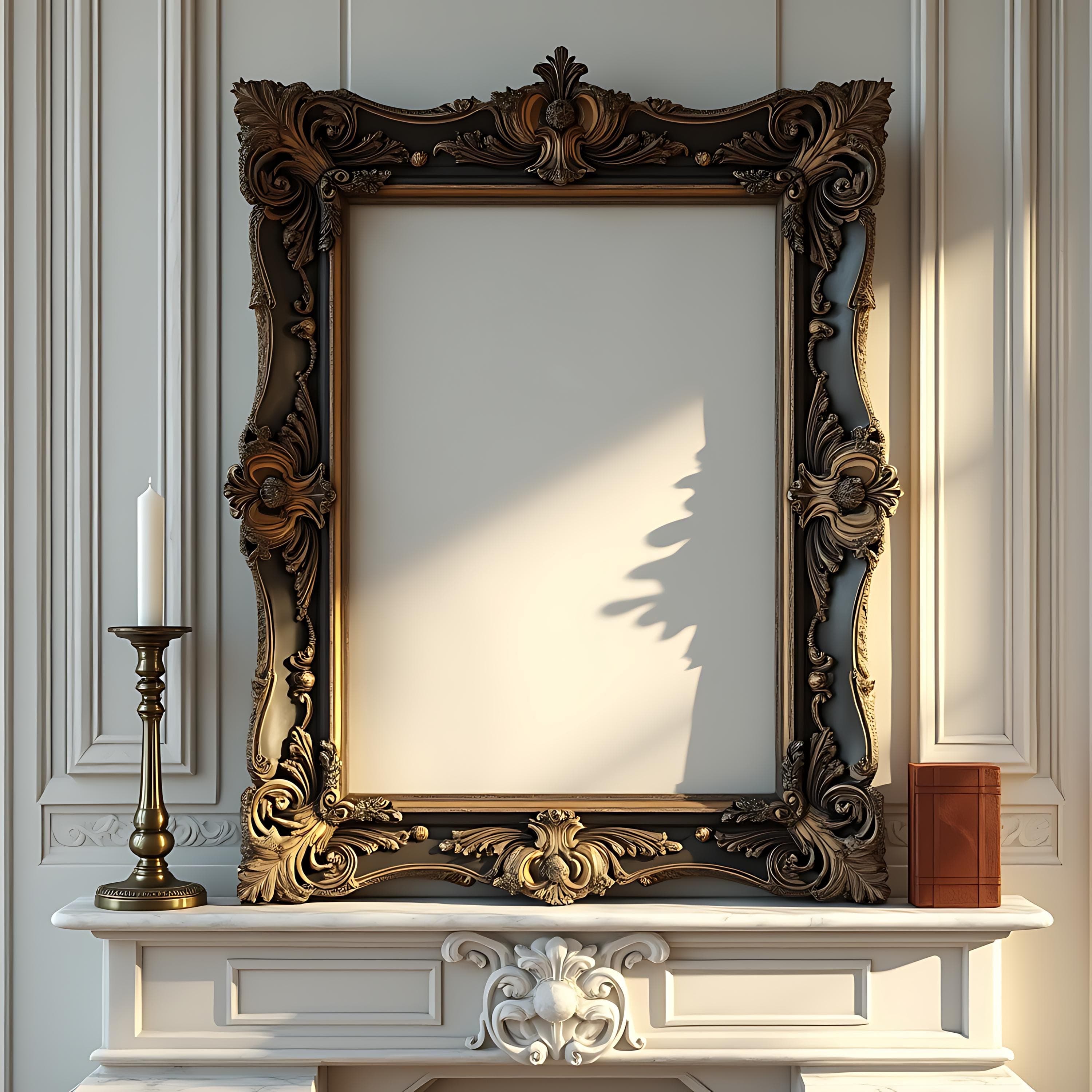 Frame Mockup of a Large Ornate Baroque Frame | Antique Frame Mockup | Picture Frame Mockup | PSD Mockup | Frame Mockup | Poster Frame Mockup