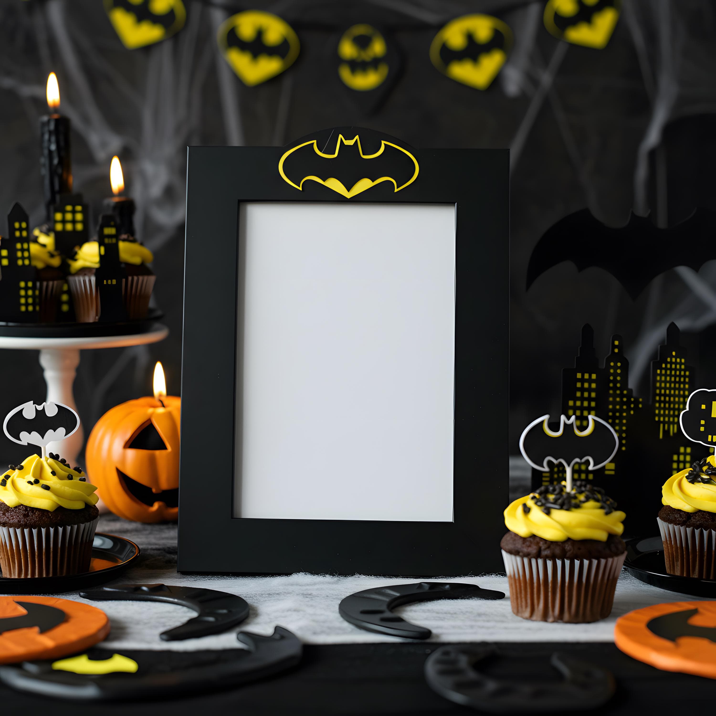 Batman Themed Frame Mockup | Superhero Wall Art Mockup | Comic Frame PSD | Batman Poster Display | Digital Frame Mockup | Dark Wall Mockup |