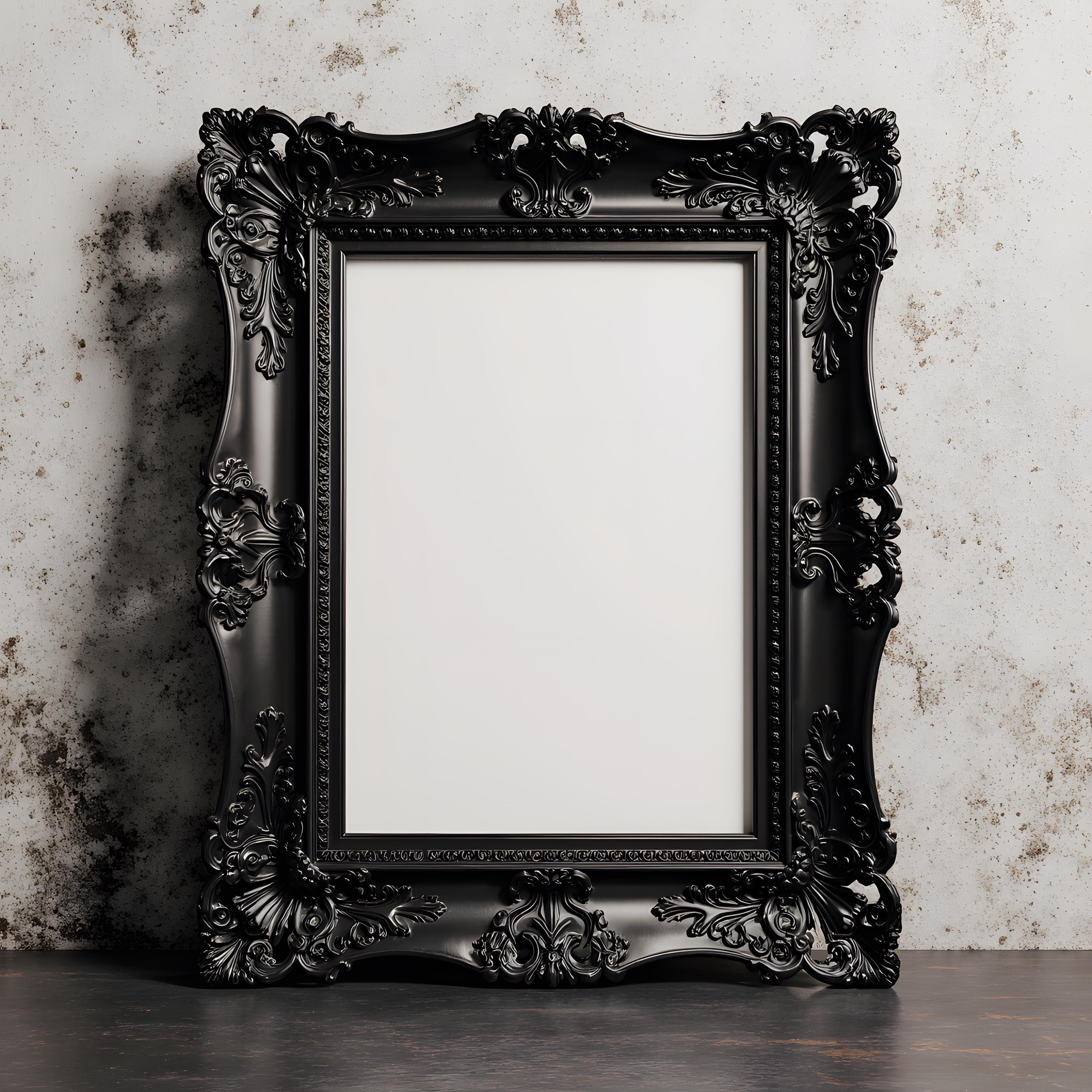 Baroque Black Frame Mockup | Gothic Wall Art Frame Mockup | Ornate Poster Mockup | Antique Elegant Frame Mockup | Elegant Frame Mockup |