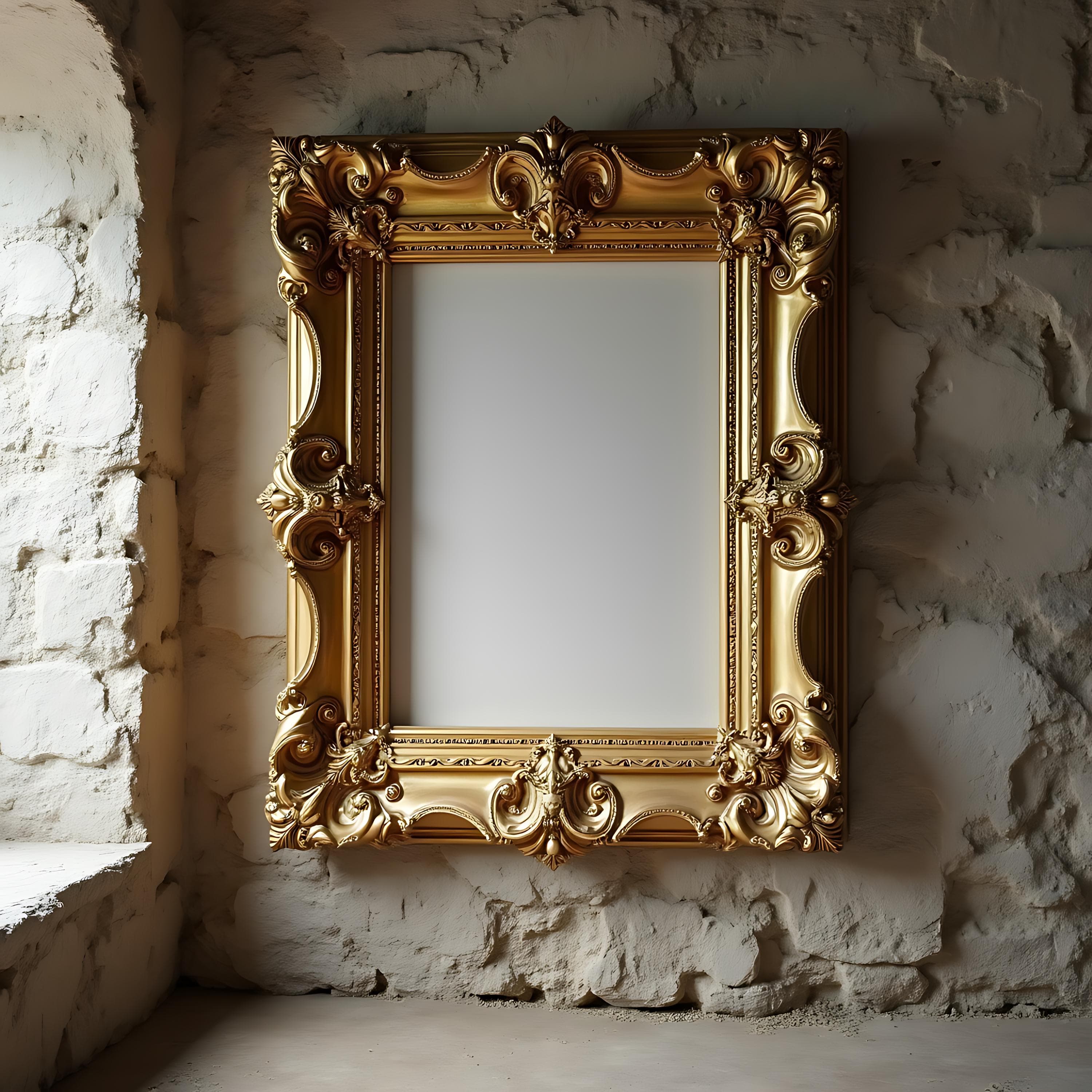 Baroque Frame Mockup with an Antique Gold Finish | Ornate Frame | Picture Frame | Victorian Frame | Vintage Frame Mockup | Picture Art Frame
