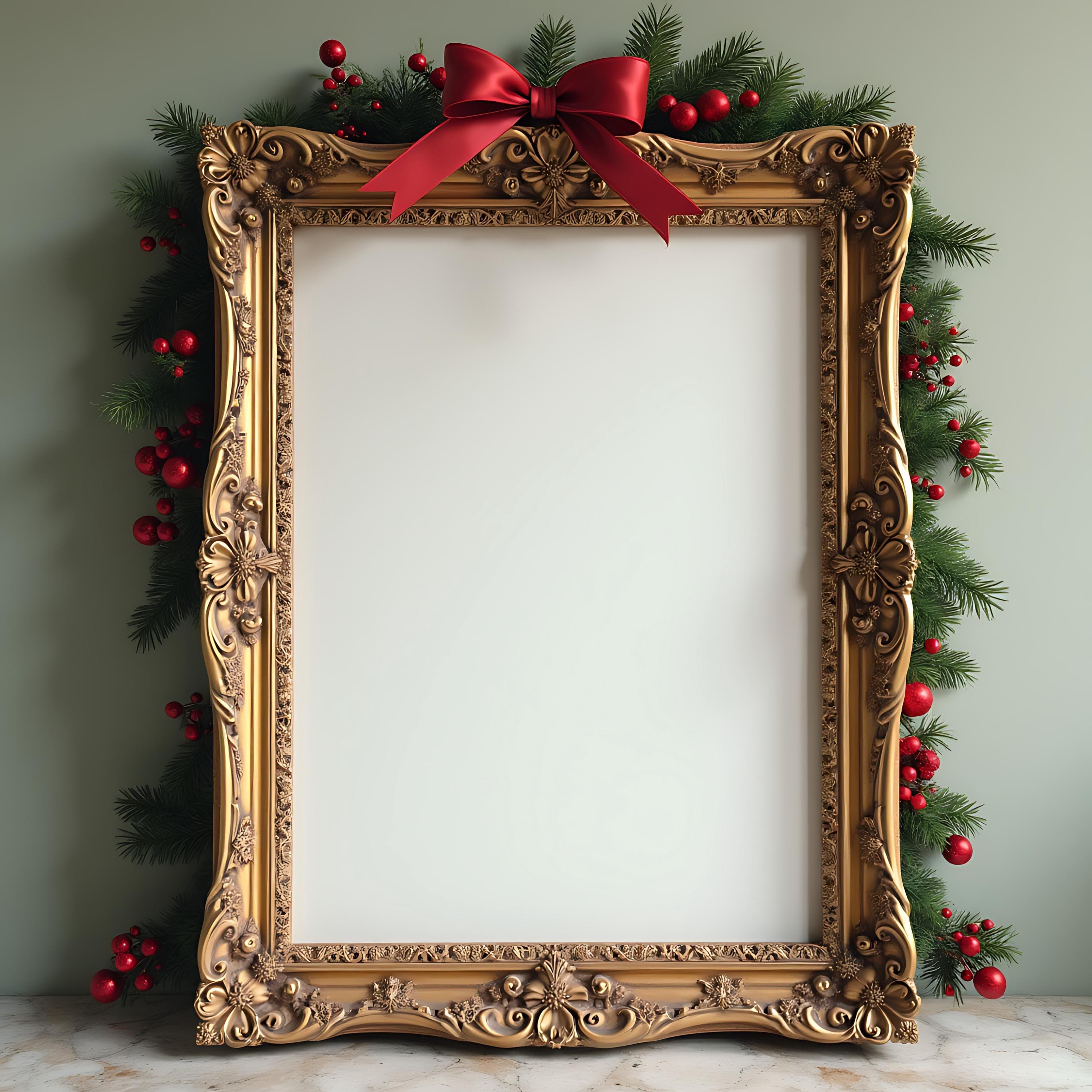 Photorealistic Christmas 20x30 Frame Mockup | Poster Frame Mockup | Christmas Frame |Festive Frame Mockup | Photo Frame Mockup | Blank Frame