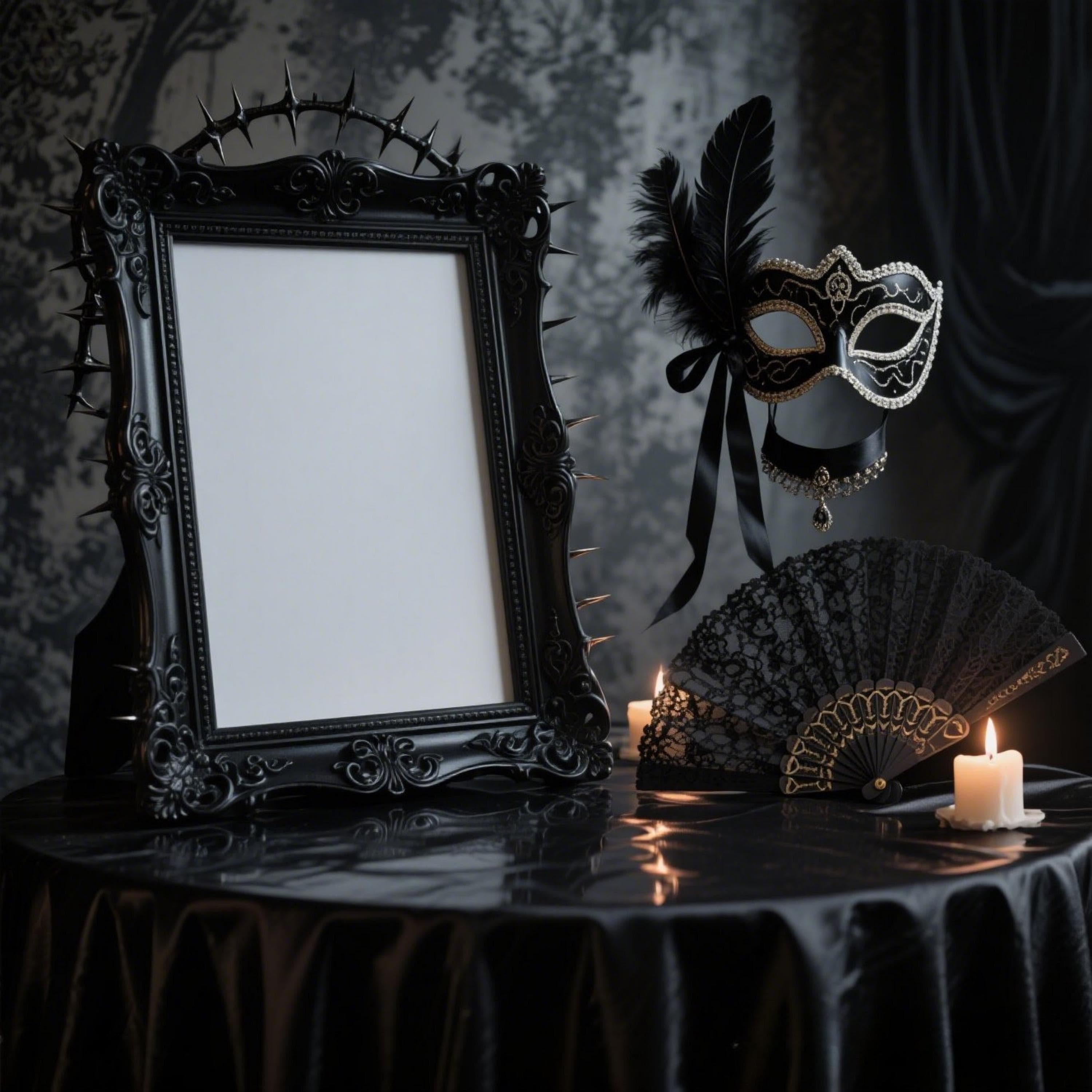 Dramatic Black Victorian Frame Mockup | Gothic Baroque Frame PSD | Dark Art Display | Vintage Poster Mockup | Printable Frame Design | Frame