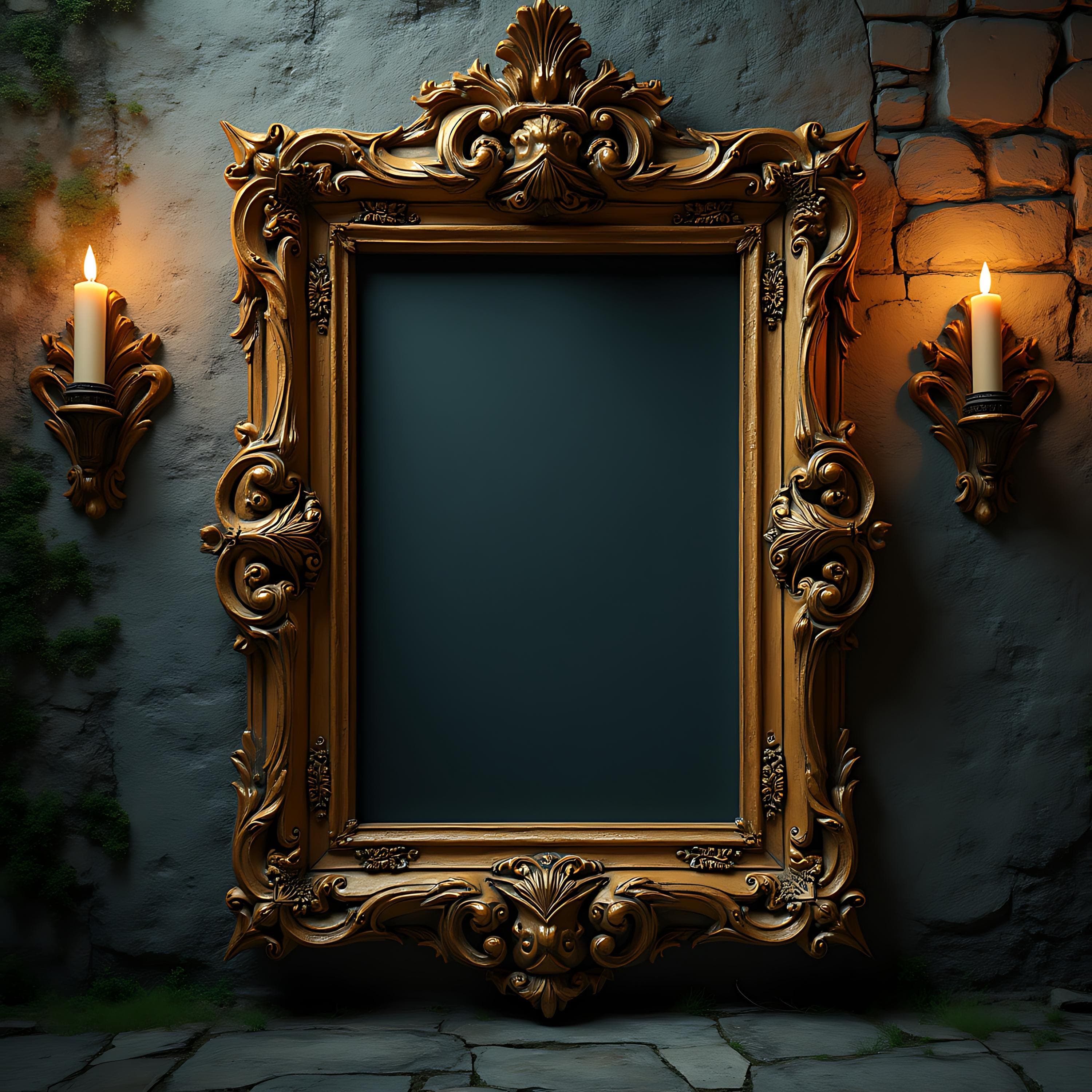 Golden Antique Frame Mockup | Vintage Gold Frame | PSD Frame Mockup | Gothic Frame | Frame Template Art | Golden Frame Mockup | PSD Mockup