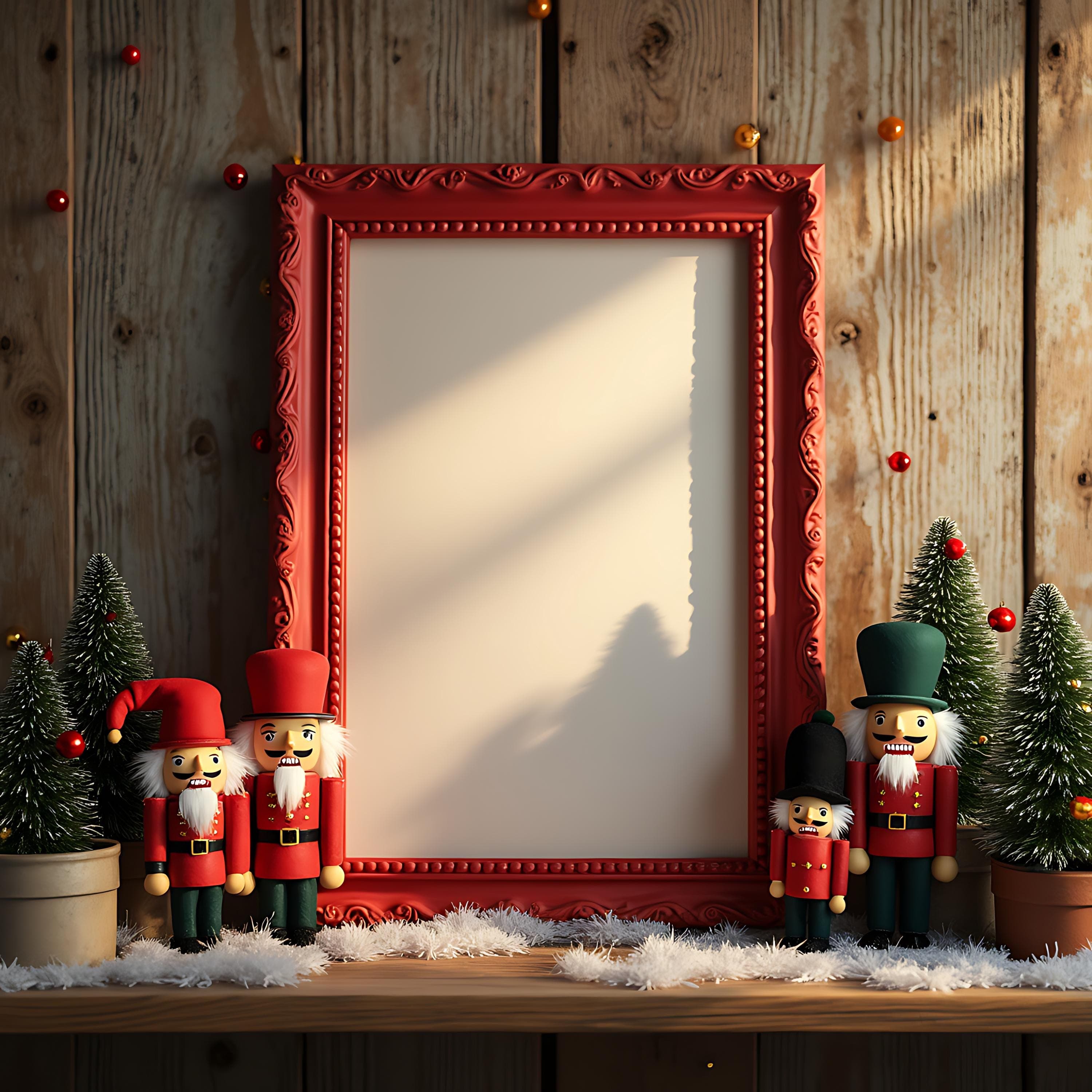 Whimsical Holiday Poster Frame Mockup | Frame Mockup | Minimalist Frame  | Vertical Frame PSD | Christmas Wall Art | Mockup for Christmas |