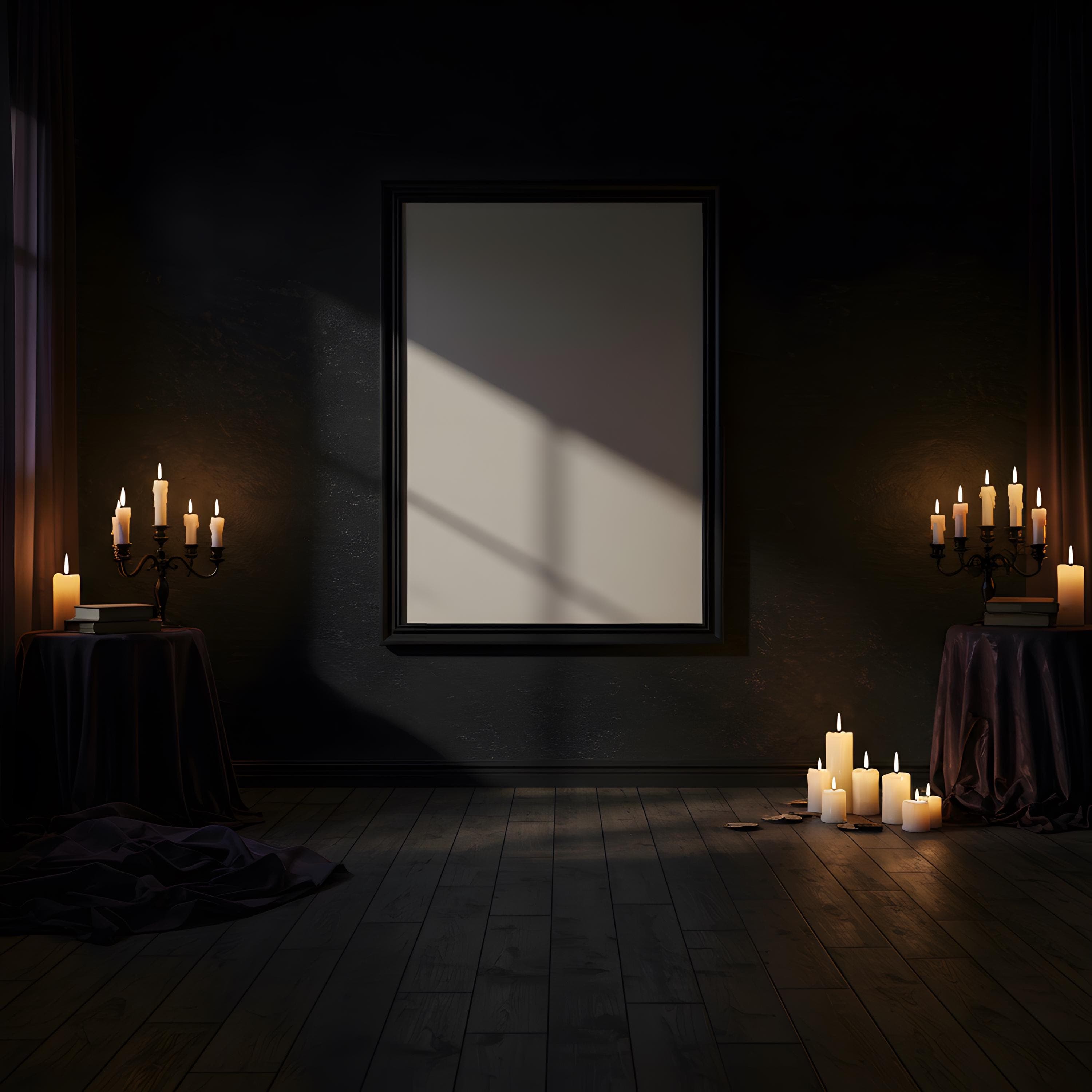 Baroque Frame Mockup Bundle | Gothic Wall Art PSD | Ornate Vintage Frame Display | Dark Interior Mockups | PSD Frame Mockup | Print Mockup |