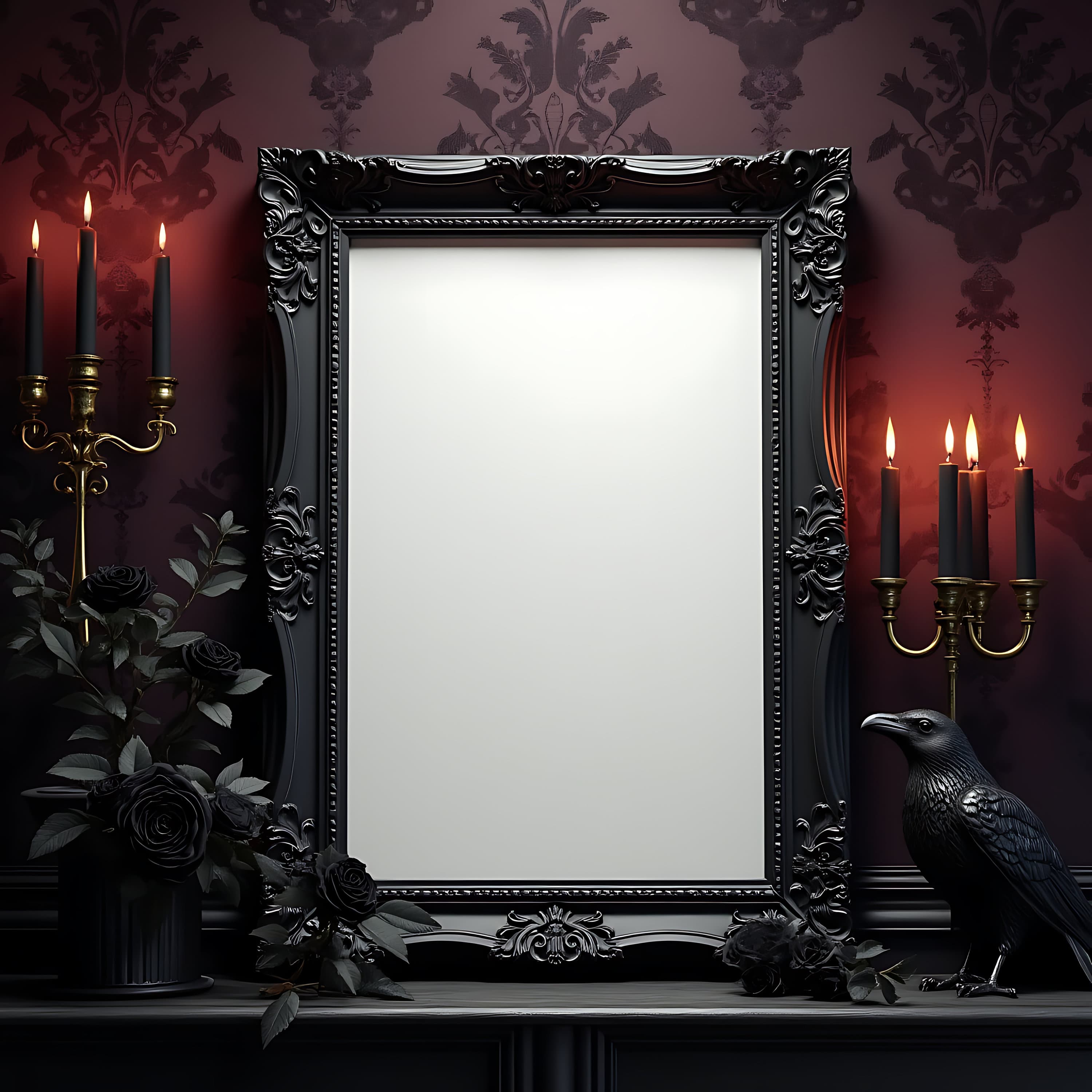 Victorian Wall Art Black Frame Mockup | Vintage Frame | Antique Frame | Ornate Frame | Victorian Decor | Victorian Framed Art | Frame Mockup
