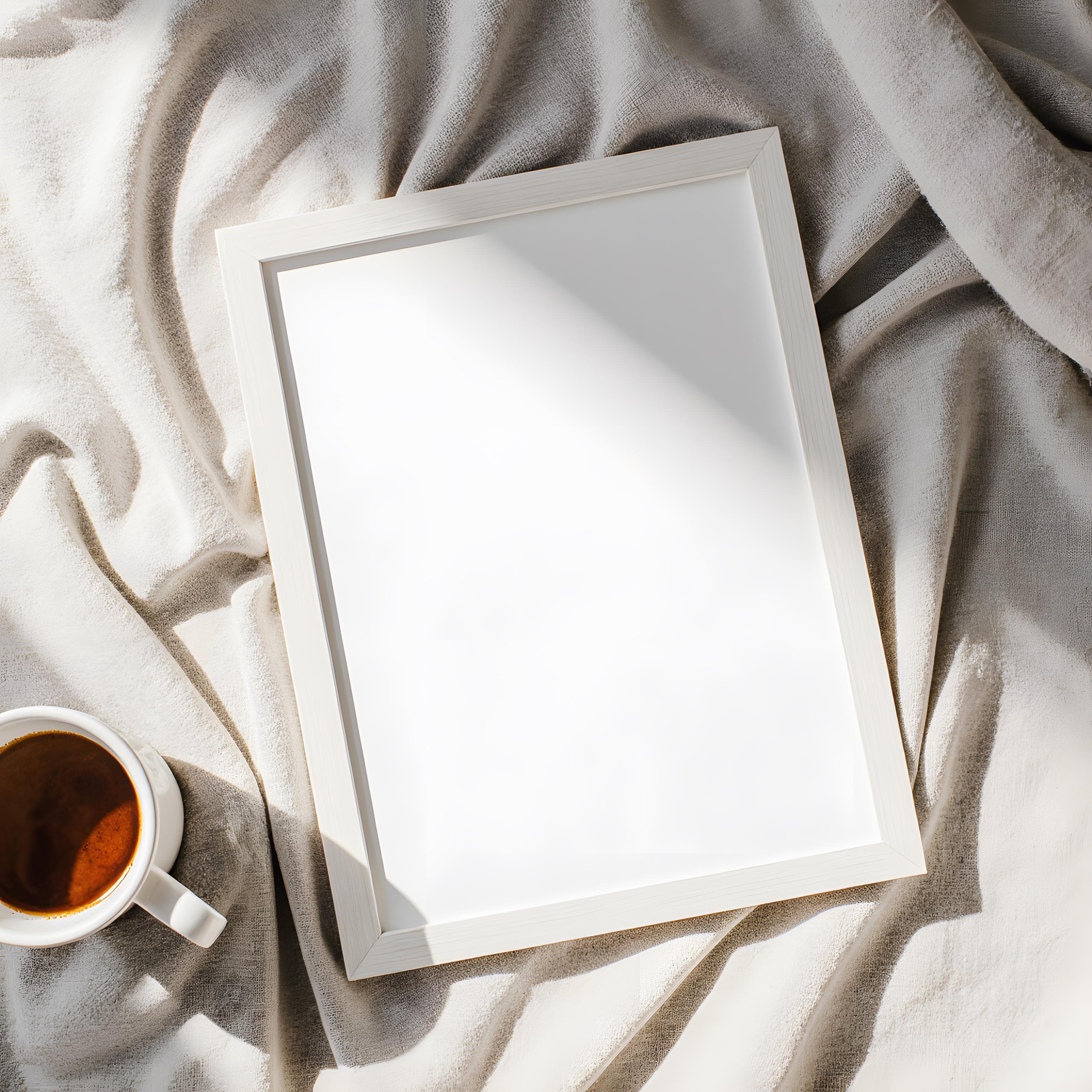 Vertical White Wood Frame Mockup | Minimal Wall Art PSD | Modern Boho Poster Display | Light Interior Mockup | Digital Download | PSD Mockup