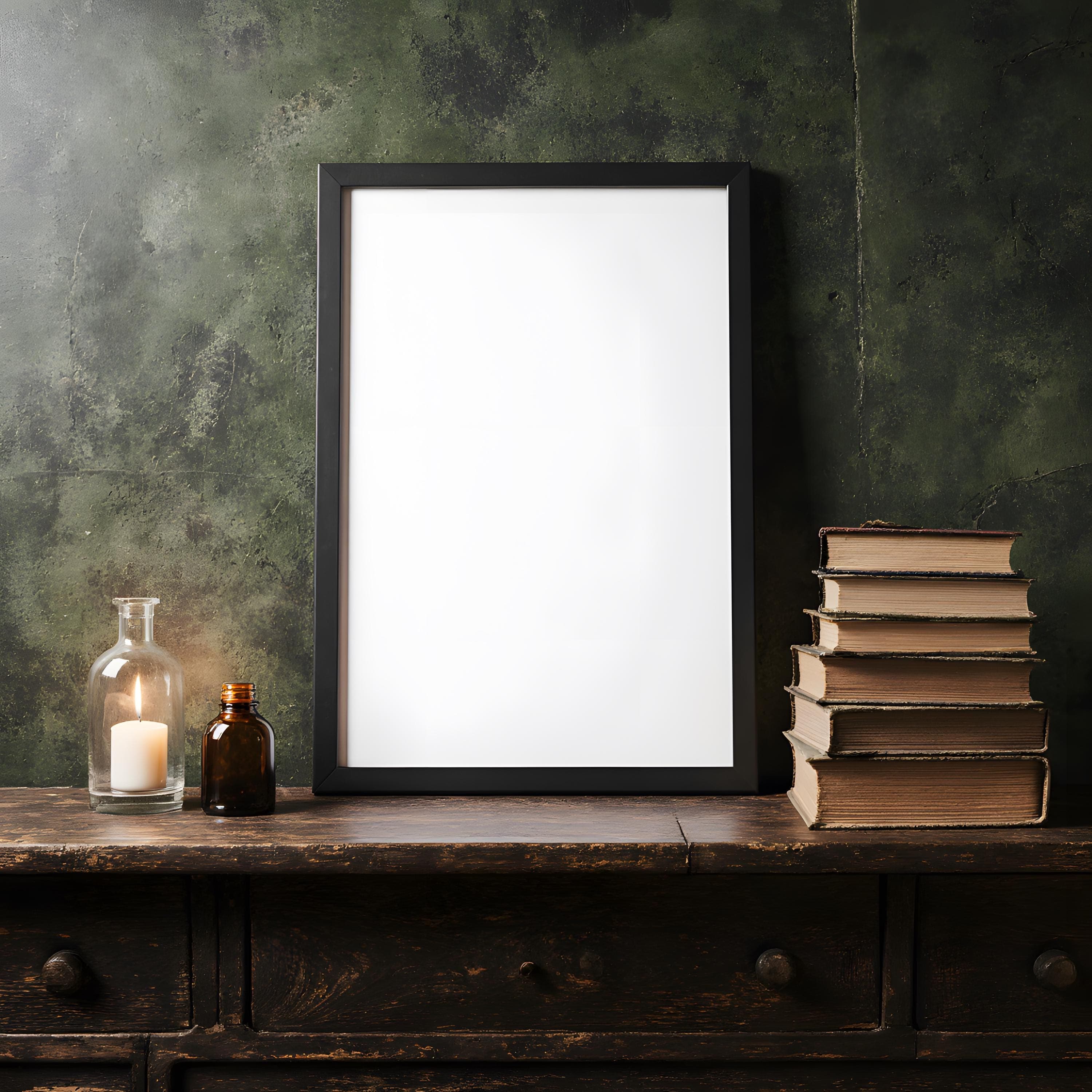 Black Vertical Frame Mockup | Minimal Frame PSD for Posters | Wall Art Display | Printable Digital Frame | Simple Art Mockup | Frame Mockup