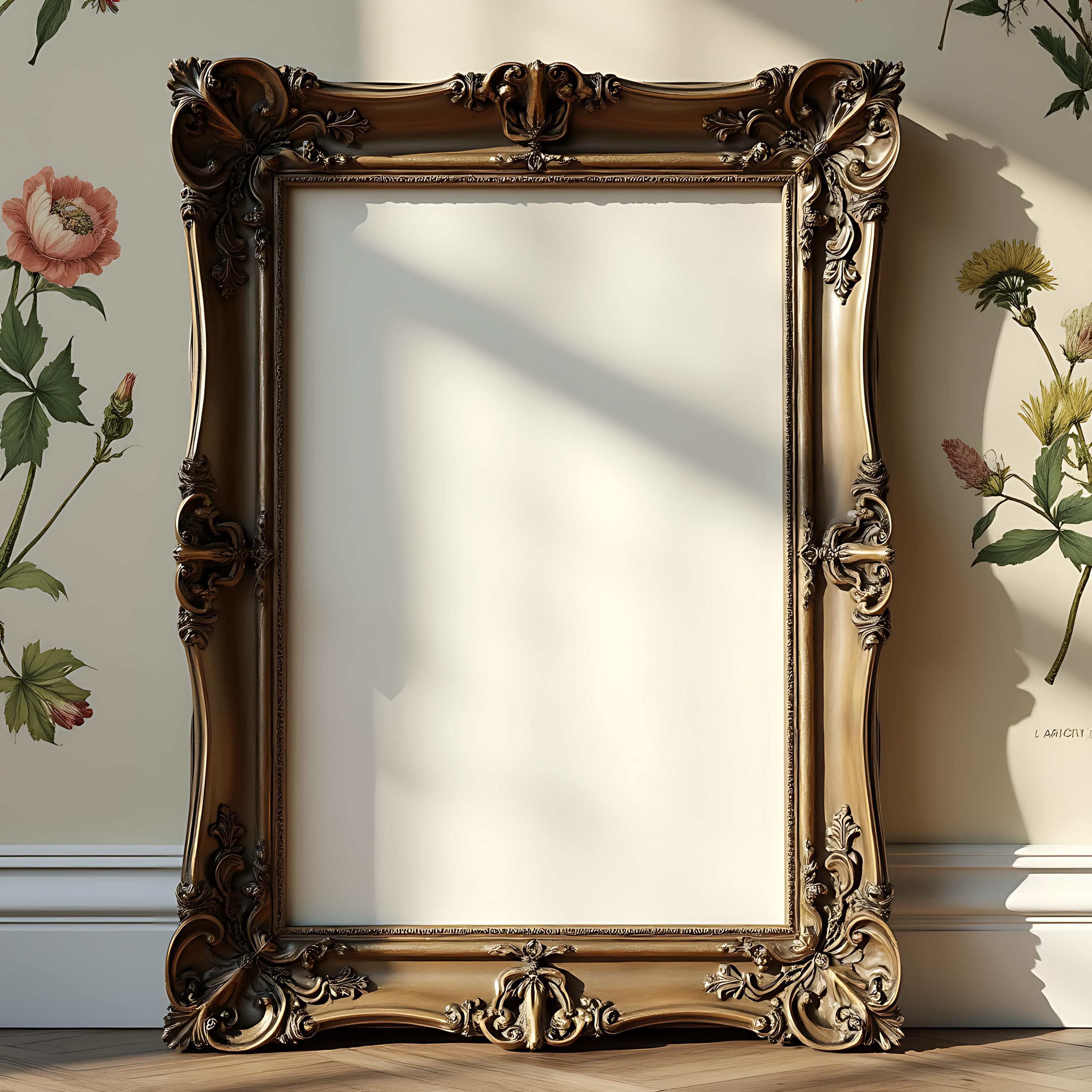 Realistic Baroque Frame Mockup | Baroque Frame Mockup | Frame for Wall Art | PSD Frame Mockup | Digital Frame | Baroque Frame Mockup | Frame