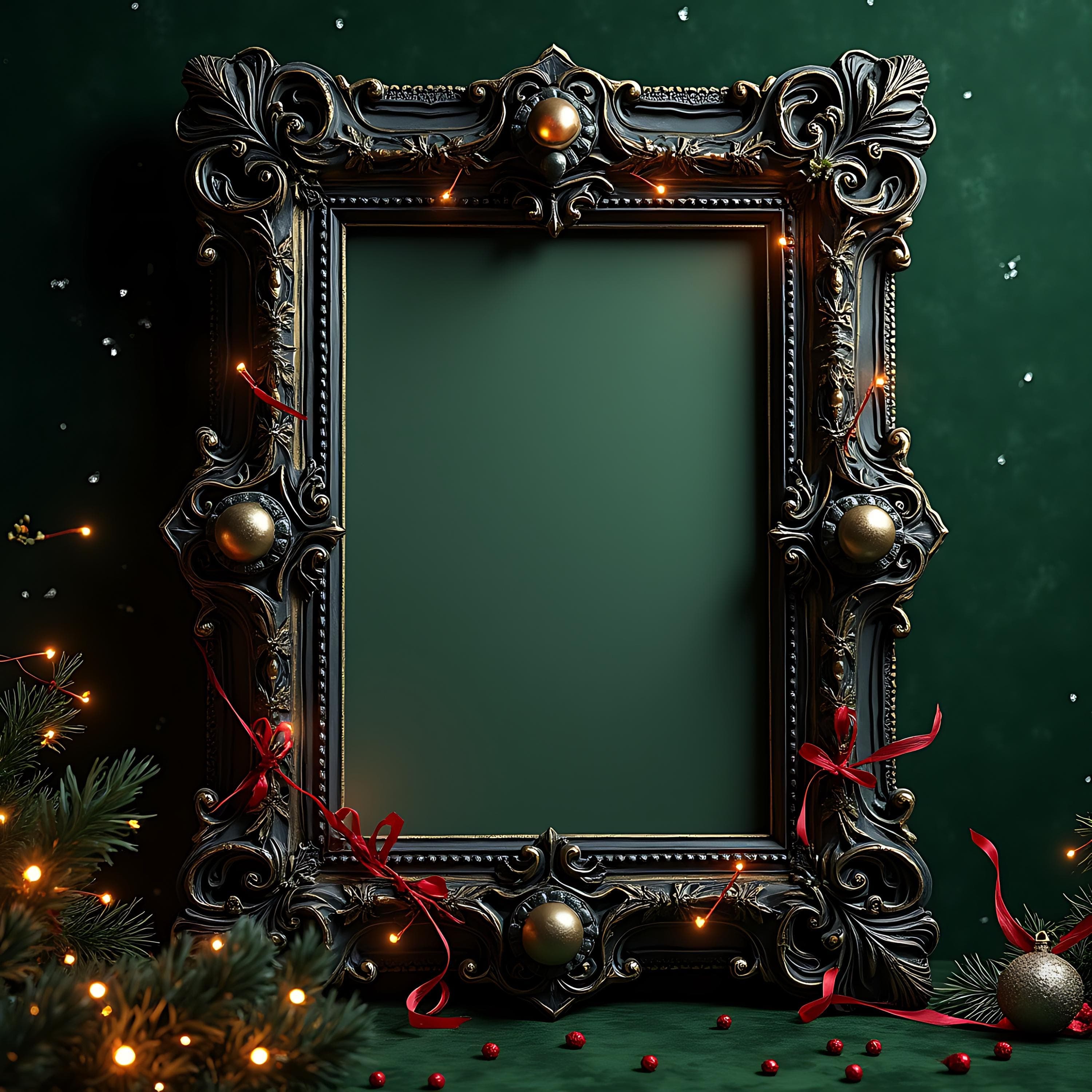 Ornate Gothic Christmas-themed Frame Mockup | Gothic Frame Mockup | Dark Goth Academia | Mockup Photo Frame | Print Mockup  Smart Object PSD