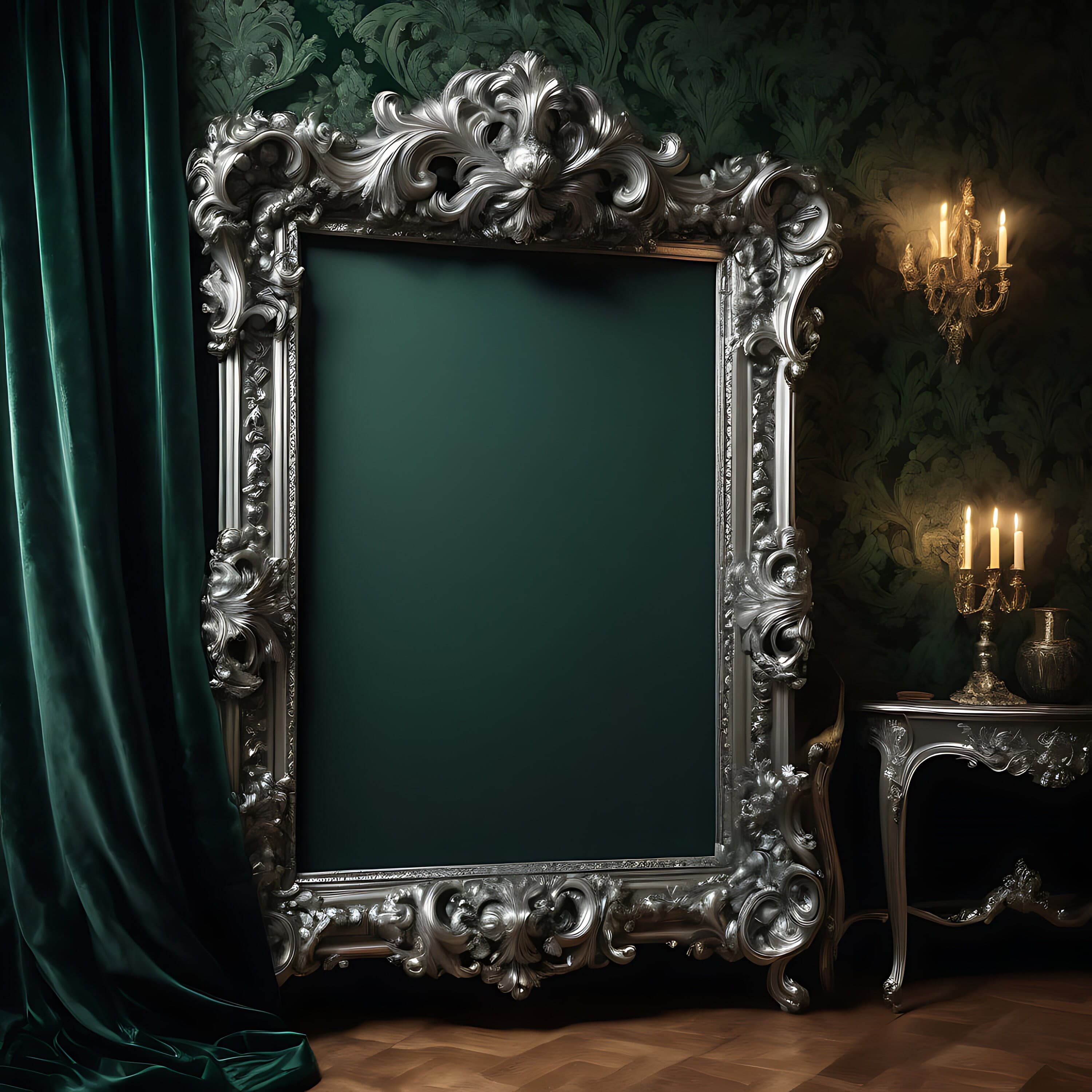Silver Baroque Frame Mockup | Gothic Frame SVG | Gothic Frames | Gothic Framed Art | Gothic Frame Mockup | Frame | Gothic Wall Art Frame