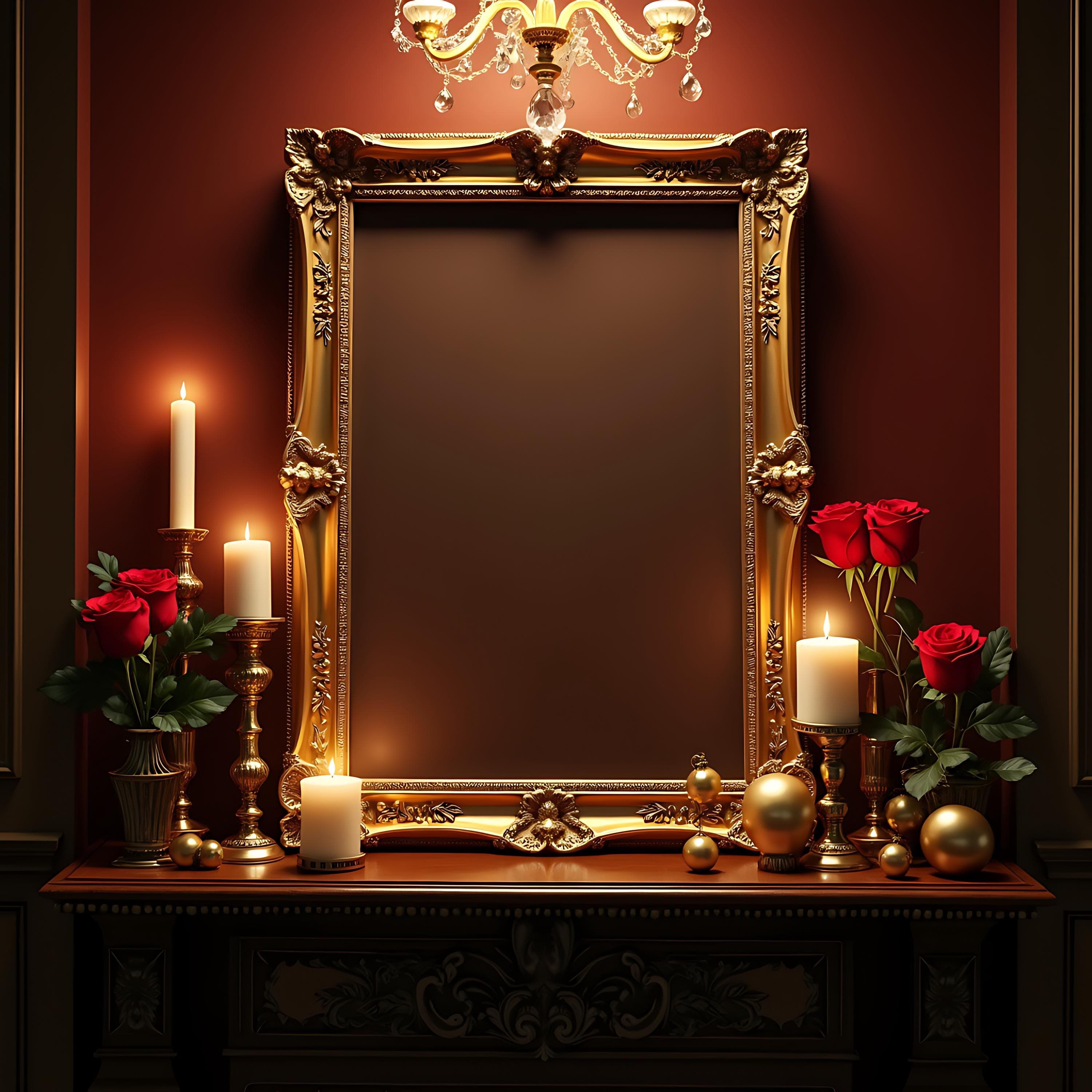 Ornate Gold Christmas Frame Mockup | Art Gallery Mockup | Poster Mockup | Print Frame Mockup | Baroque Frame Mockup | Frame Artwork PSD |