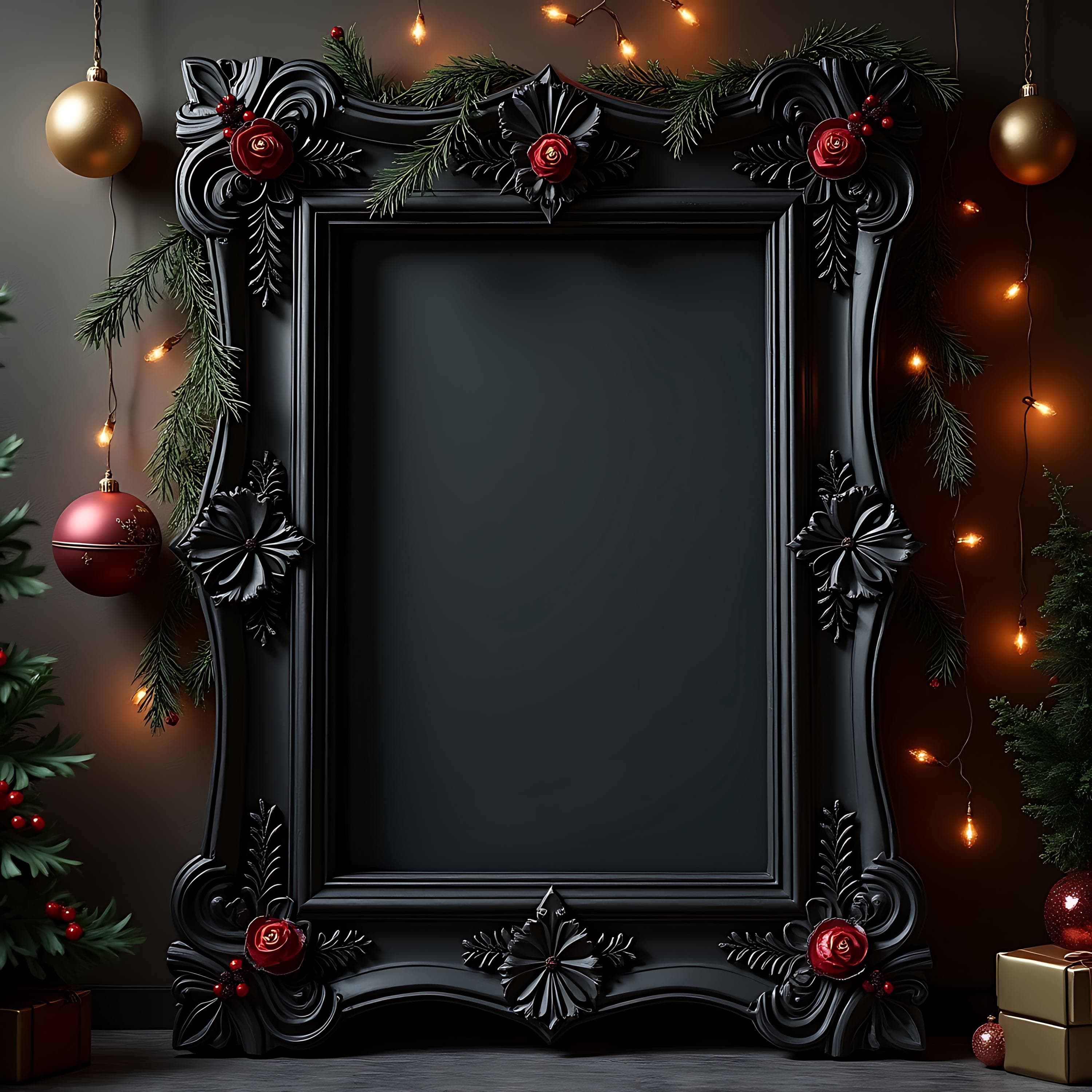 Dark Gothic Christmas-themed Poster Mockup | Poster Frame | Festive Frame Mockup | Frame Gallery Mockup | Poster Shop Mockup | Poster Mockup