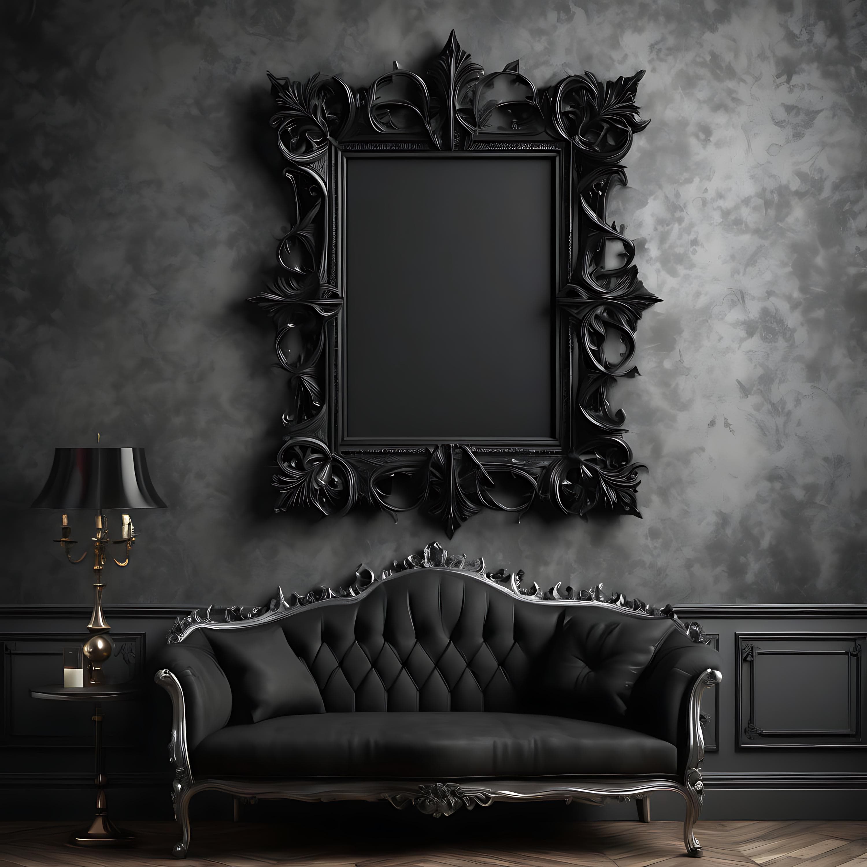 Black Gothic Frame Mockup | Gothic Home Decor | PSD Frame Mockup | Black Frame | Baroque Frame | Antique Frame | Frame Art | Poster Mockup