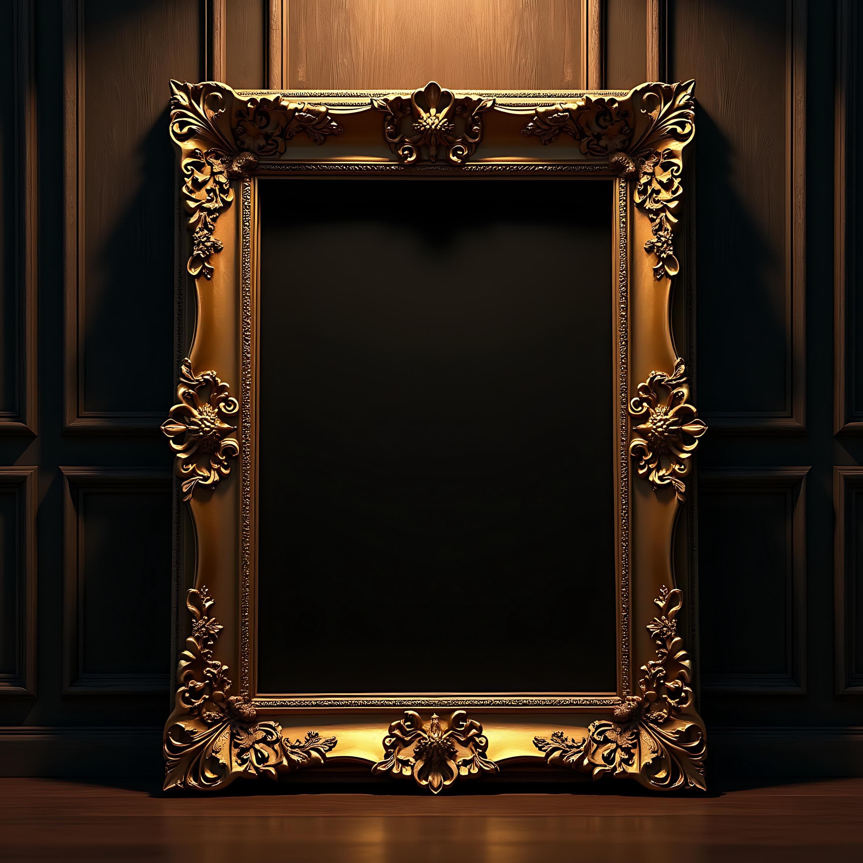 Golden Antique Frame Mockup | Vintage Gold Frame | PSD Frame Mockup | Gothic Frame | Frame Template Art | Golden Frame Mockup | PSD Mockup