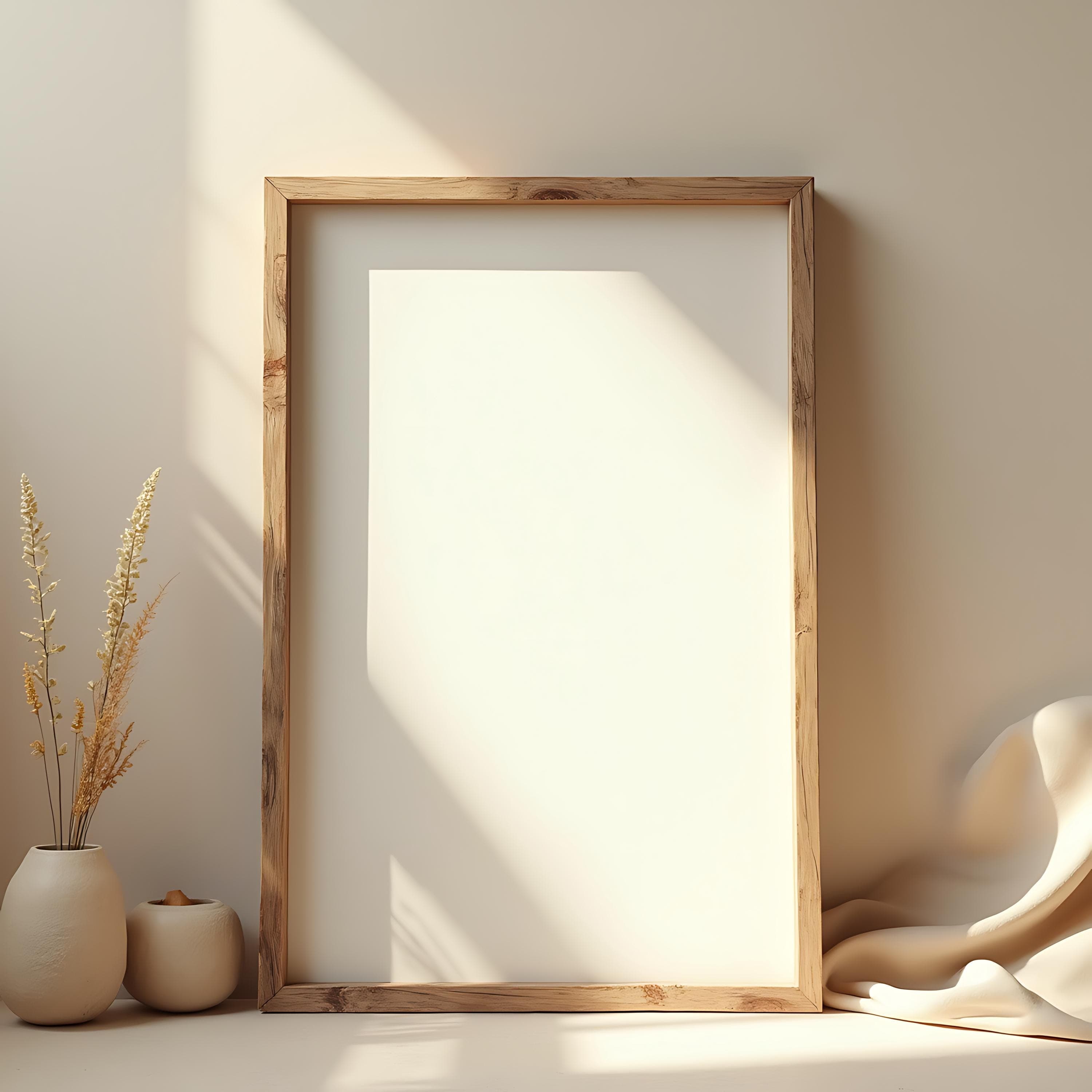 Photorealistic Mockup of a Rustic Wooden Frame | Artwork Frame Mockup | Wood Frame | Digital Frame Mockup | Print Poster Mockup | Art Mockup