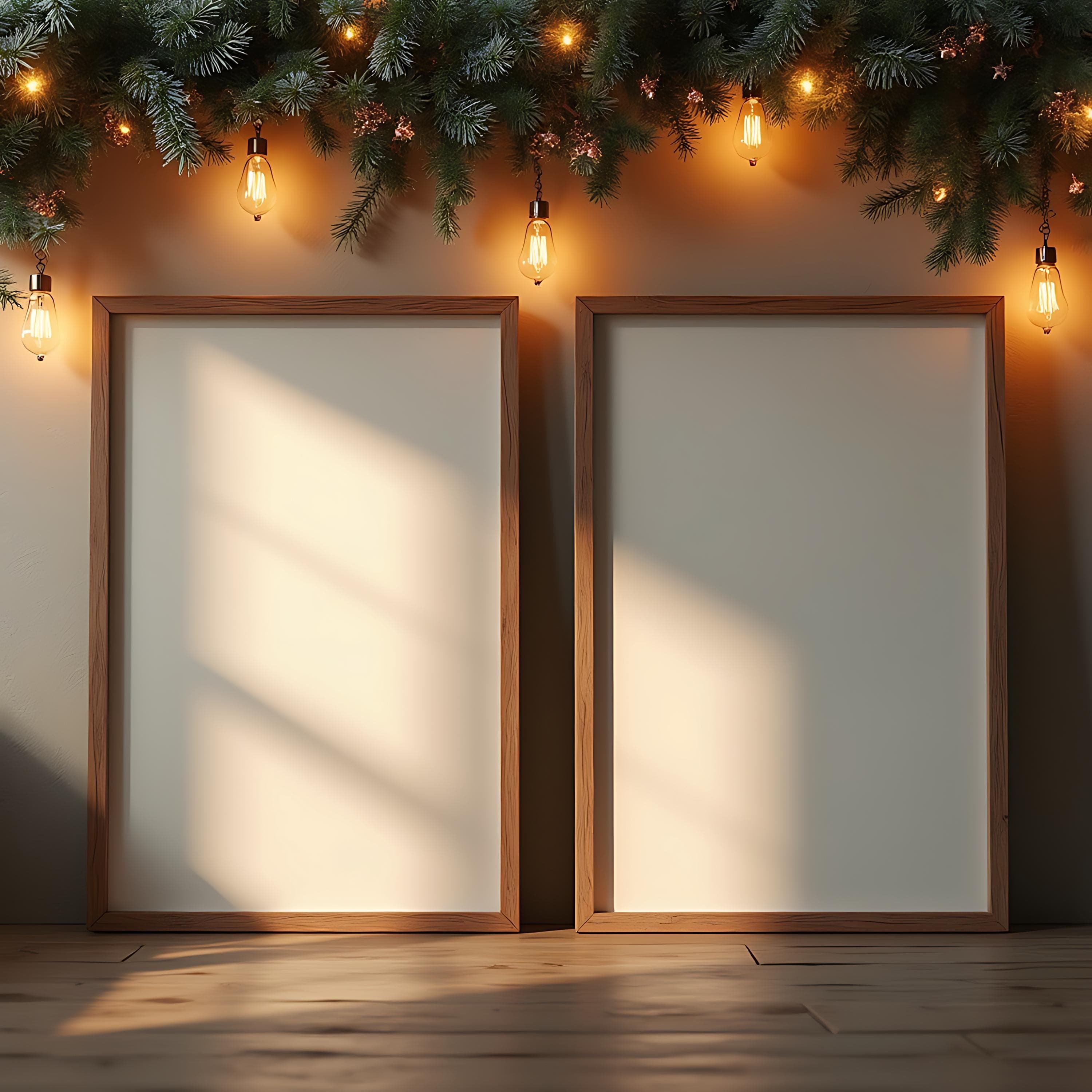 Two DIN A Sized Poster Frame Mockups | 2 Frames Mockup | Wall Art Display | Interior Wall Poster | Poster Frame | PSD Mockup | Frame Mockup