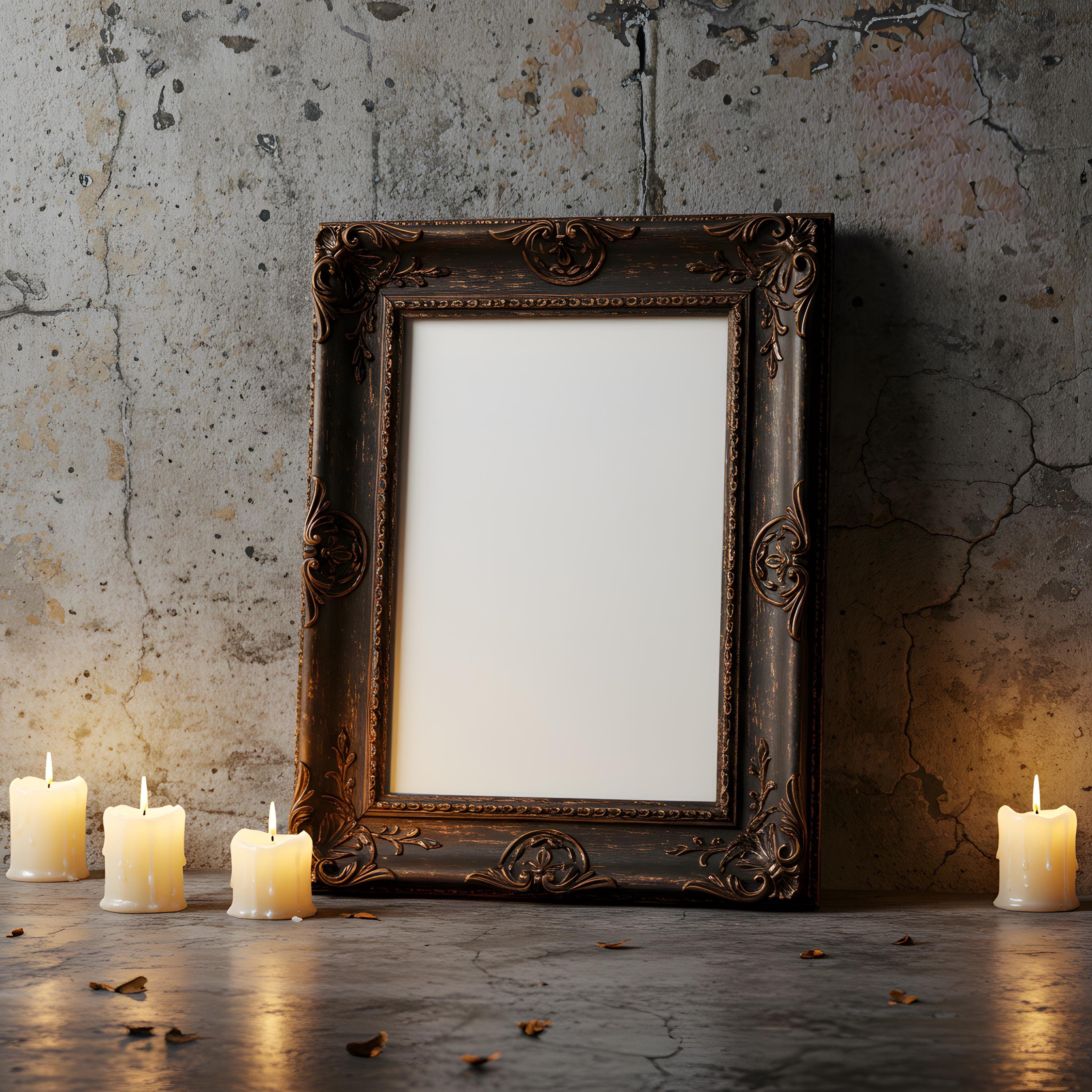 21 pieces of Photorealistic Gothic Dark Frame Mockup Bundle | Ornate Antique Baroque Frame Mockup | Poster Mockup | Frame Mockup Bundle |