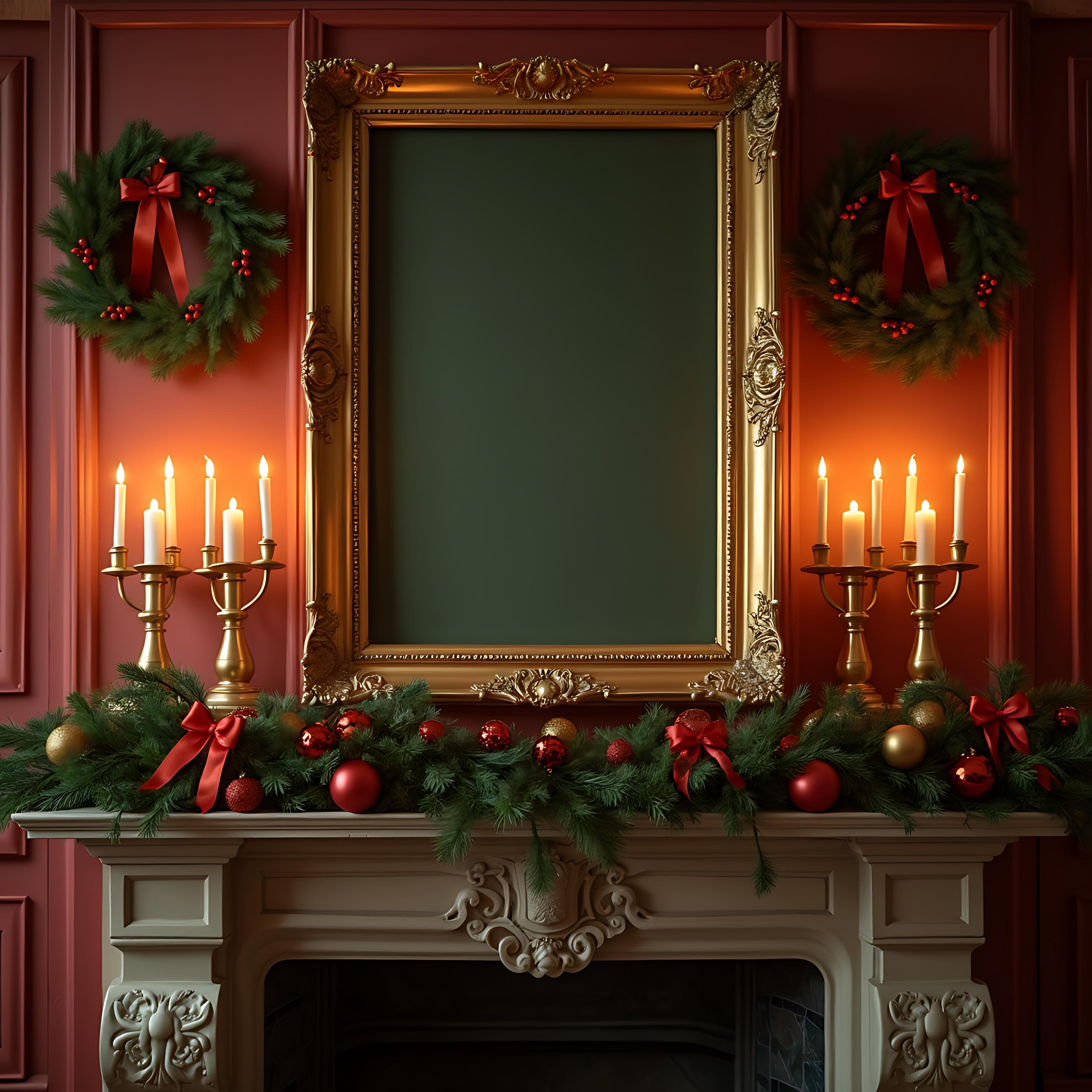 Traditional Christmas Frame Mockup | Winter Holiday Frame PSD | Print & Poster Mockup | Festive Art Display | Seasonal Frame Design