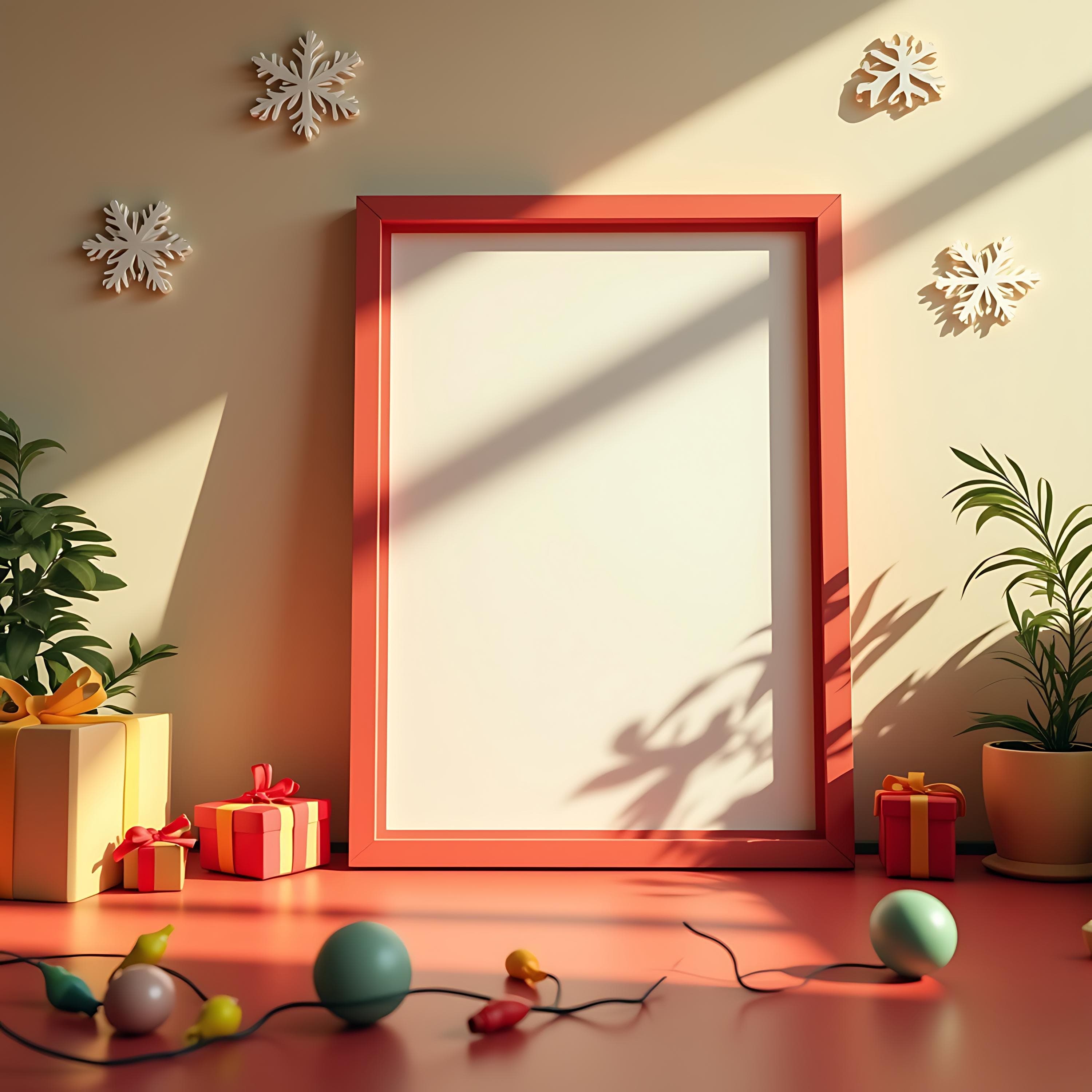 Playful Christmas Poster Frame Mockup | Modern Frame Mockup | Print Poster Mockup | Festive Mockup | Christmas Mockup | Digital Frame Mockup