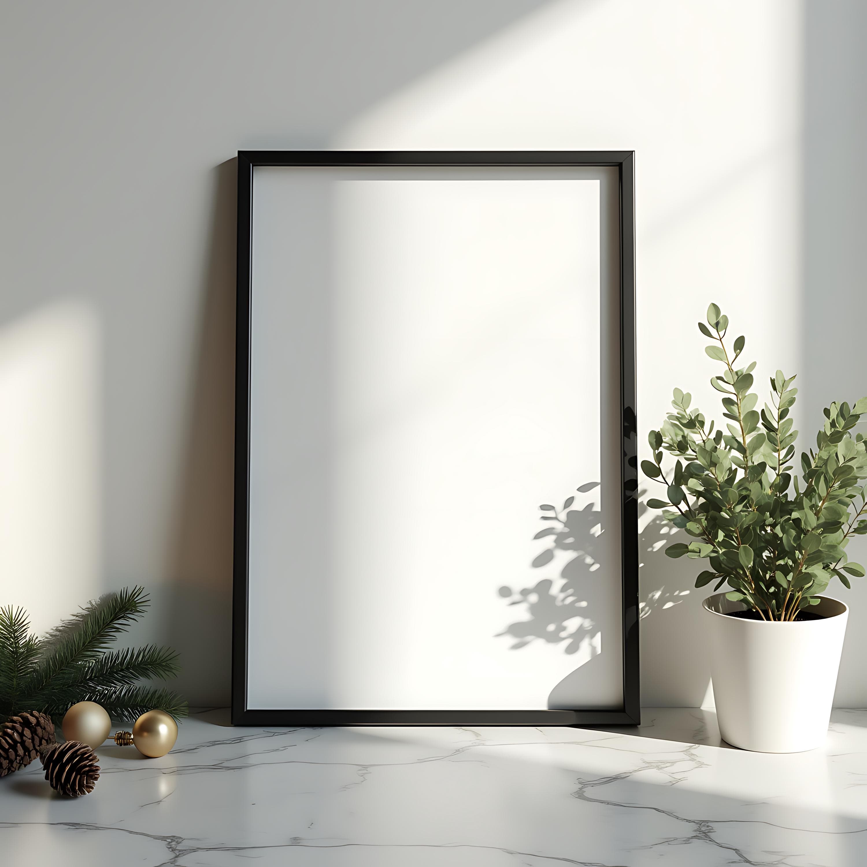 Minimalist Christmas Frame Mockup | Christmas Frame PSD | Digital Frame Mockup | Frame Art Mockup | Poster Mockup | Art Print Mockup | Frame