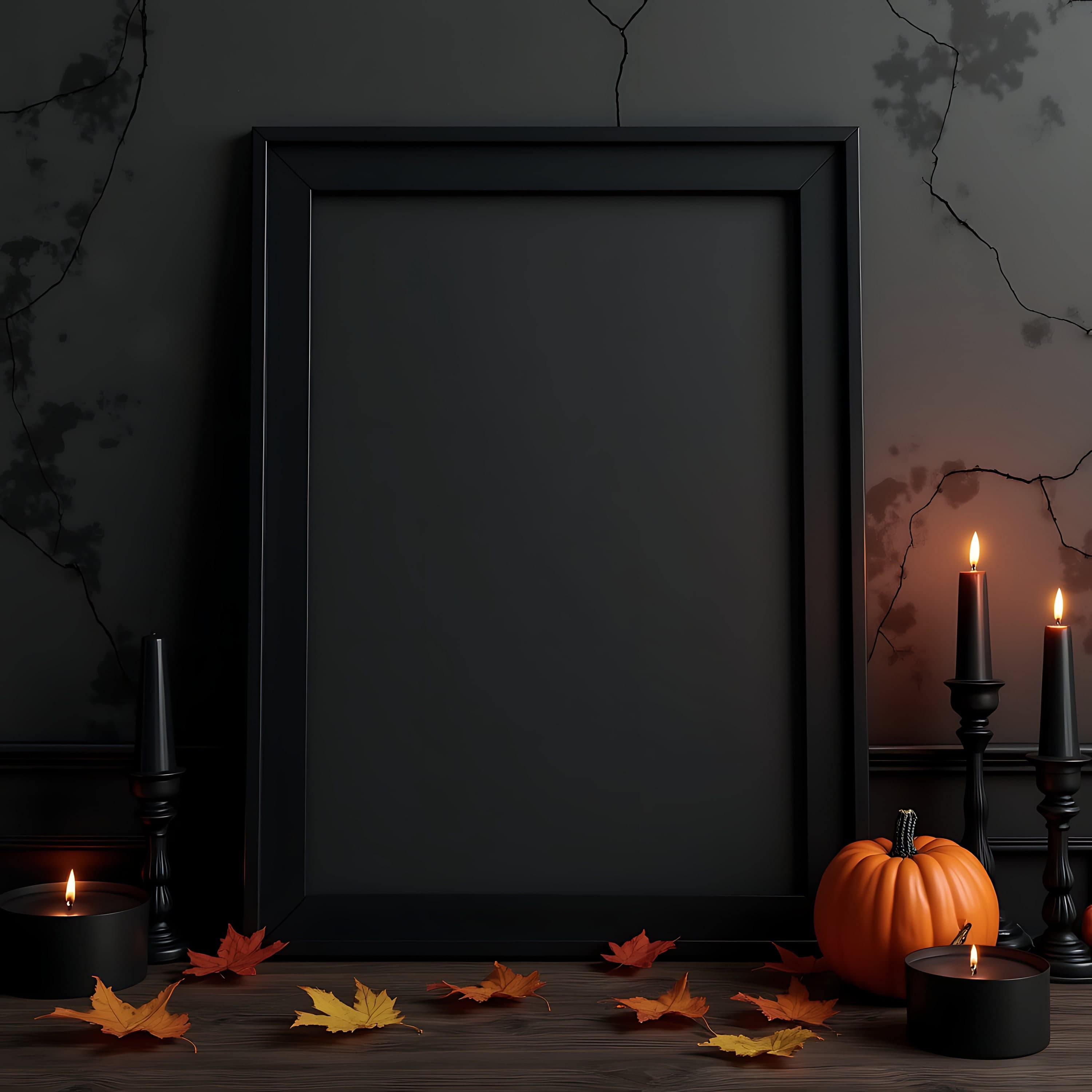 Minimalist Black Frame Mockup | Halloween Mockup Frame | Halloween Frames | Halloween Mockup | Halloween Art Print | Digital Frame Mockup |