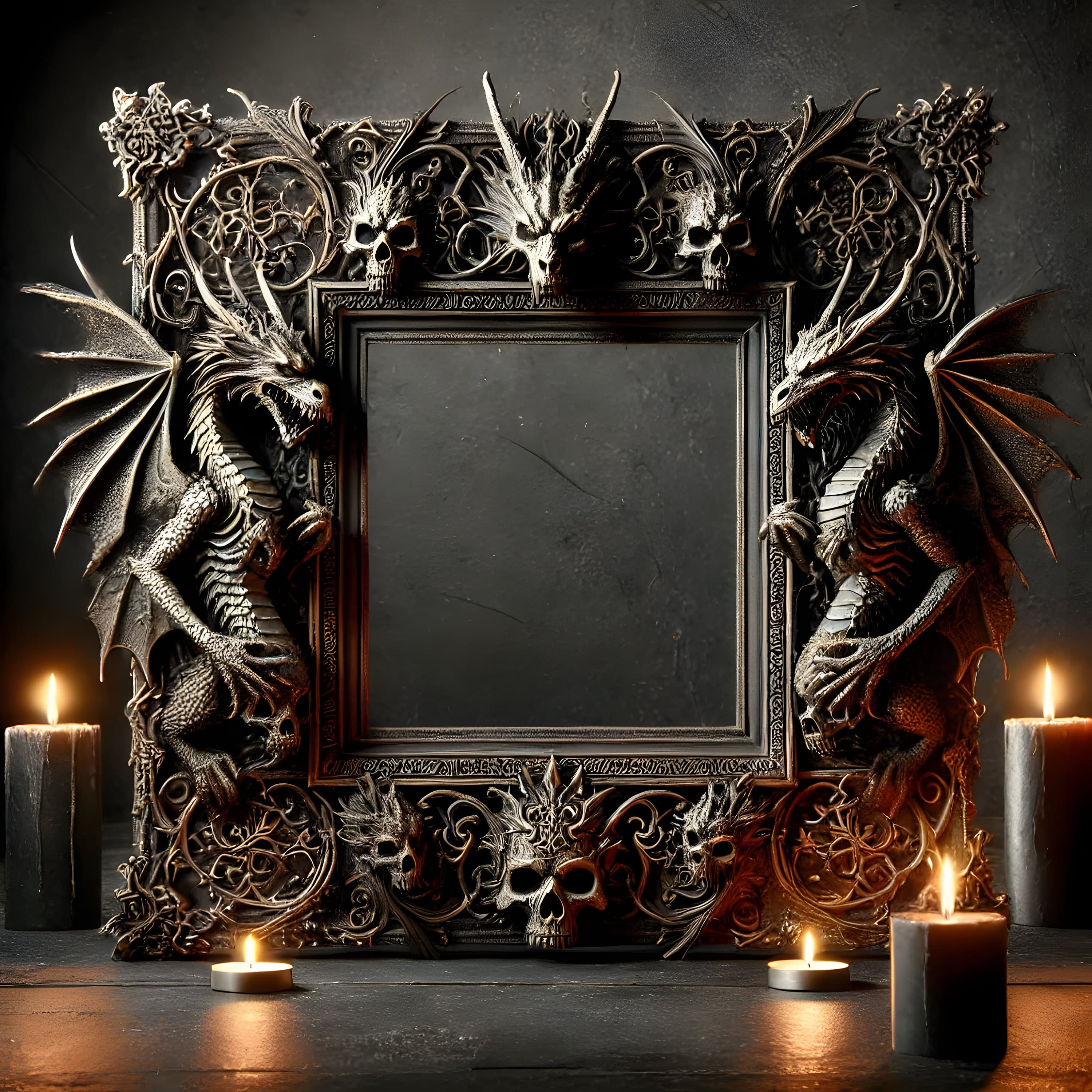 7 Frame Mockups for Majestic Dragon Luxury Frame Mockup | Digital Wall Art | Wall Frame Mockup | Dark Frame Mockup | Dark Wall Art Frame