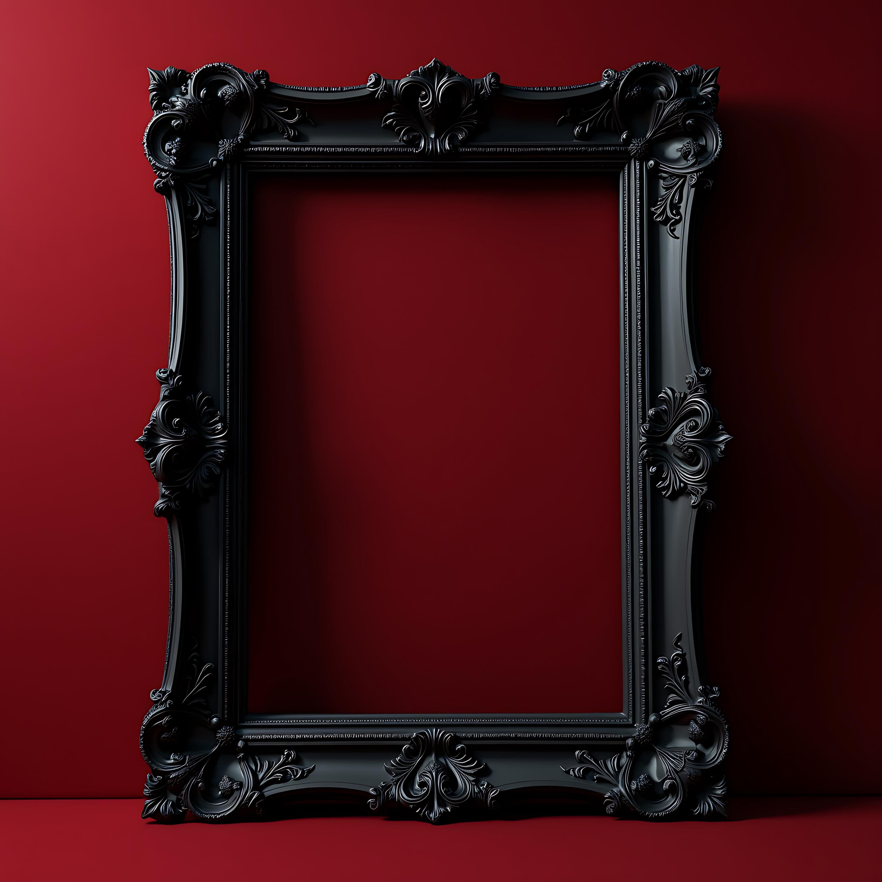 Elegant Black Gothic Frame Mockup | Antique Gold Frame | Blank Poster Mockup | Vintage Frame Mockup | PSD Mockup | Black Frame Mockup PSD