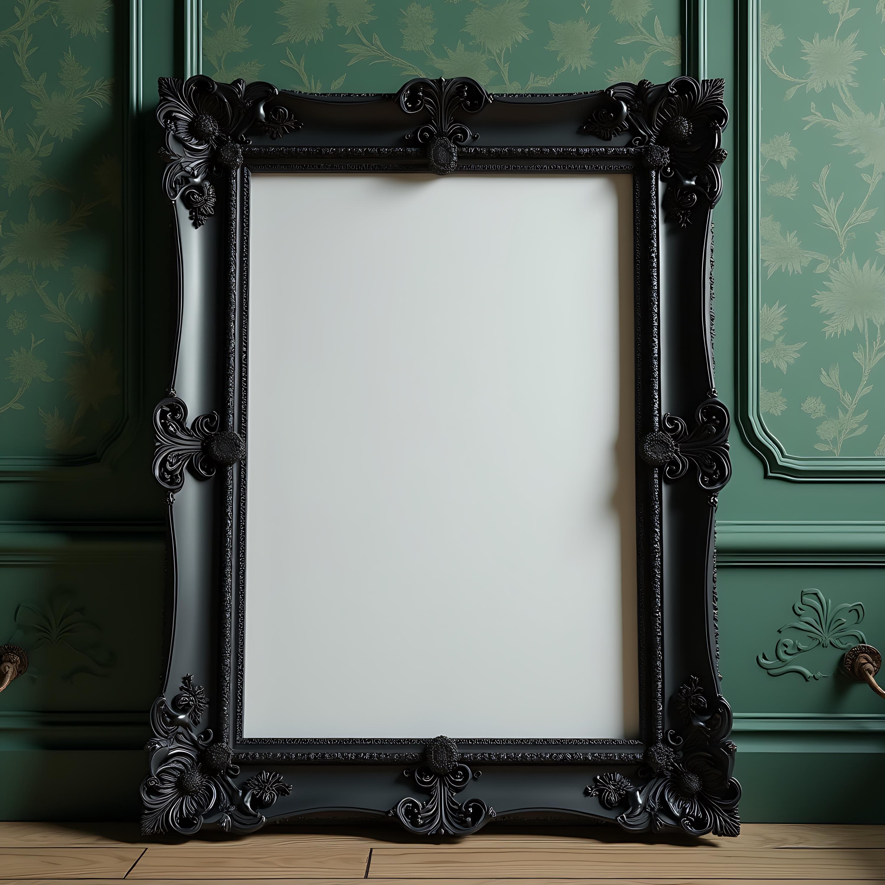 Ornate Black Frame Mockup | Gothic Frame Mockup | Dark Frame Mockup | Black Frame | Vintage Frame Mockup | Black Frame Mockup | PSD Mockup |