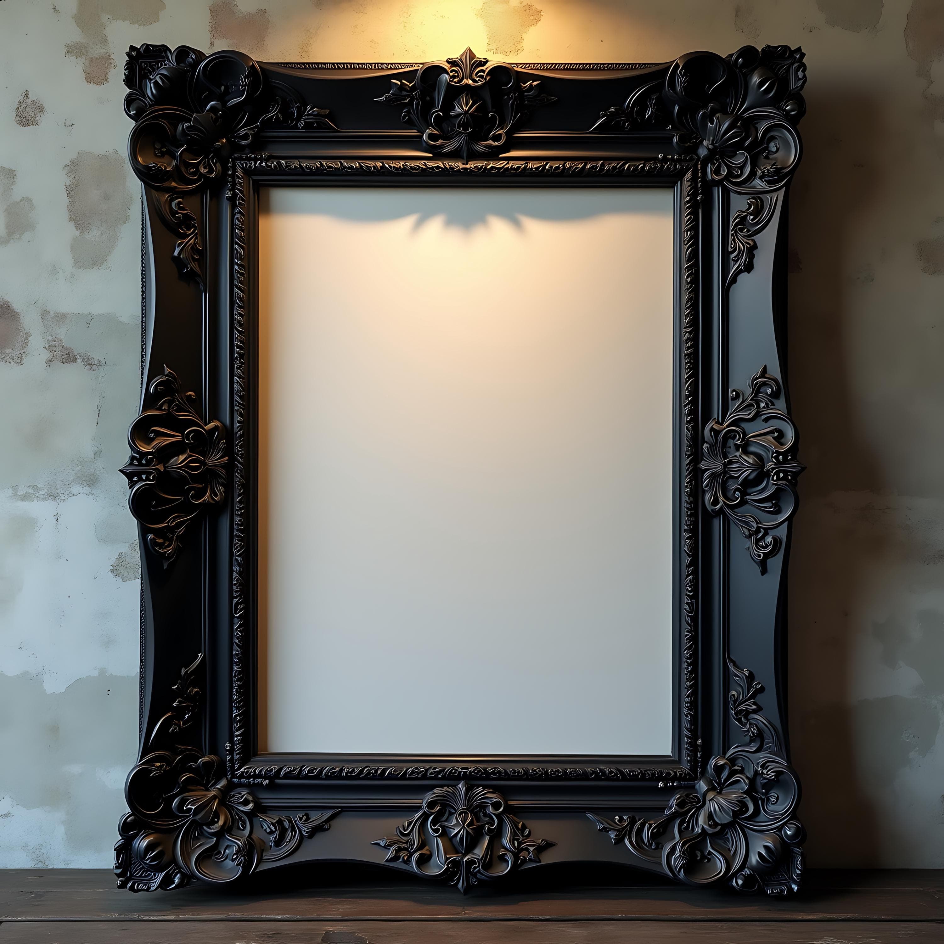 A Tall, Elegant Black Gothic Frame | Gotrhic Frame Mockup | Dark Mockup | Baroque Frame | Picture Frame Mockup | Antique Frame Mockup | PSD