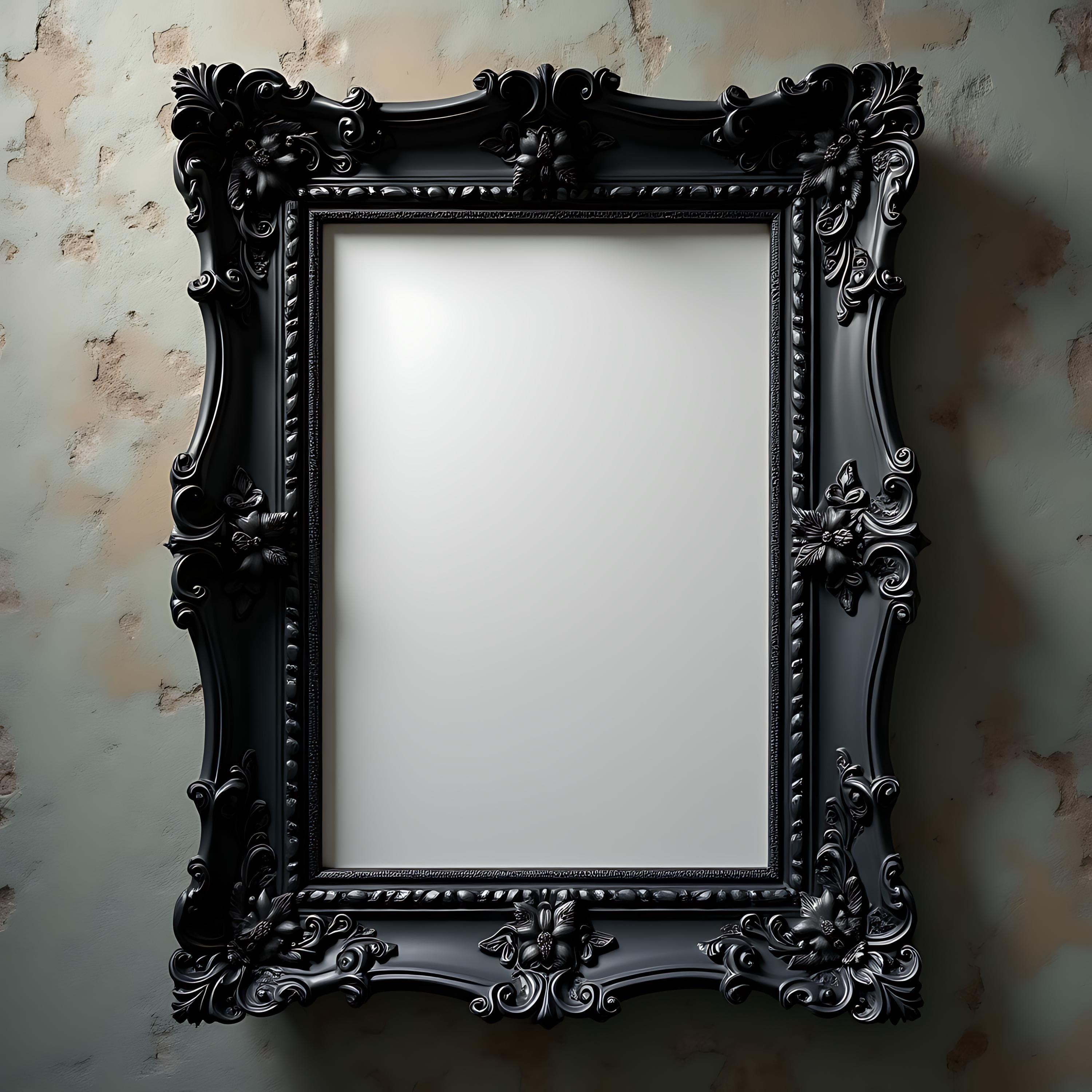 A Tall, Elegant Black Gothic Frame | Gotrhic Frame Mockup | Dark Mockup | Baroque Frame | Picture Frame Mockup | Antique Frame Mockup | PSD