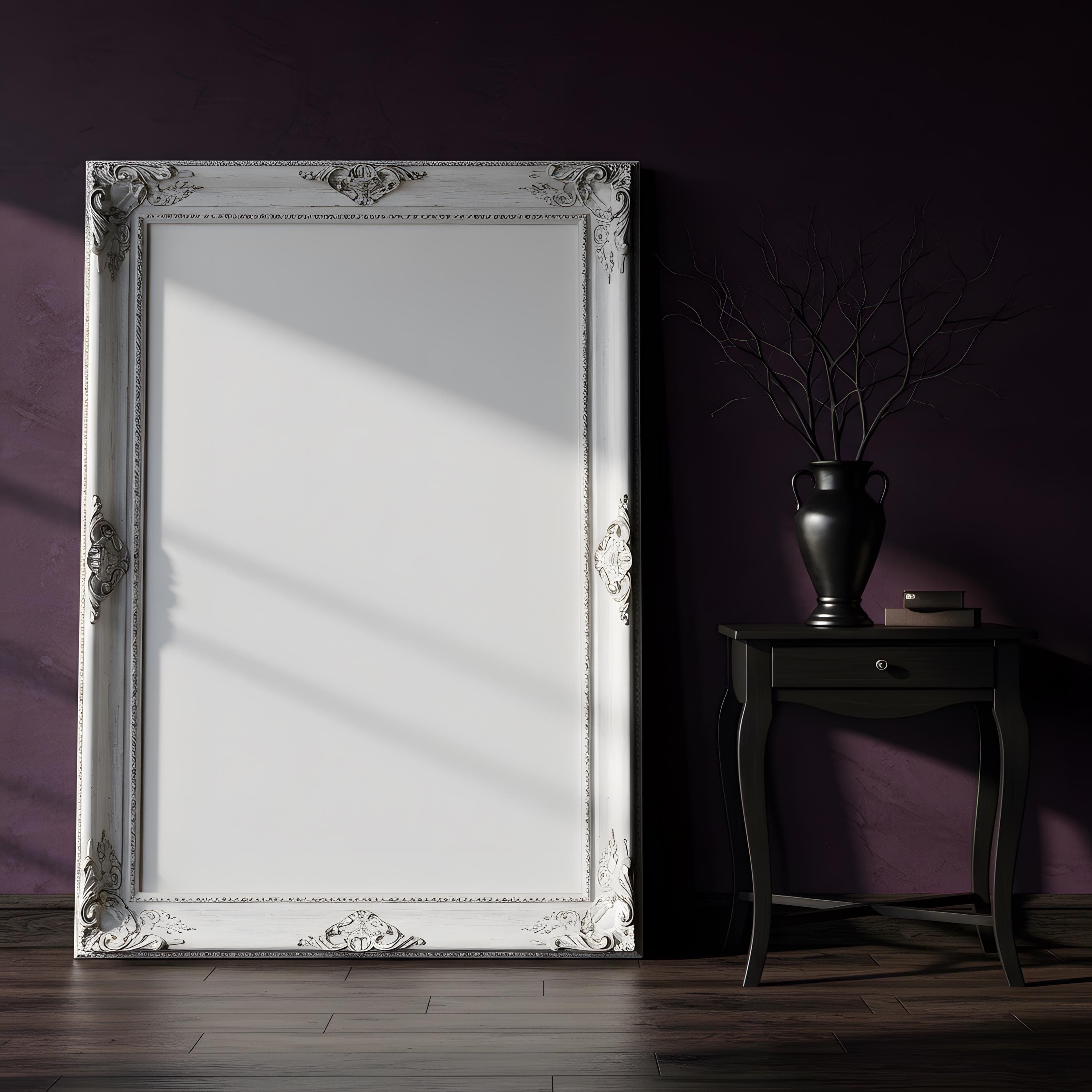 Ornate Frame Mockup | Gothic Poster Frame PSD | Black Wall Art Display | Elegant Interior Frame Template