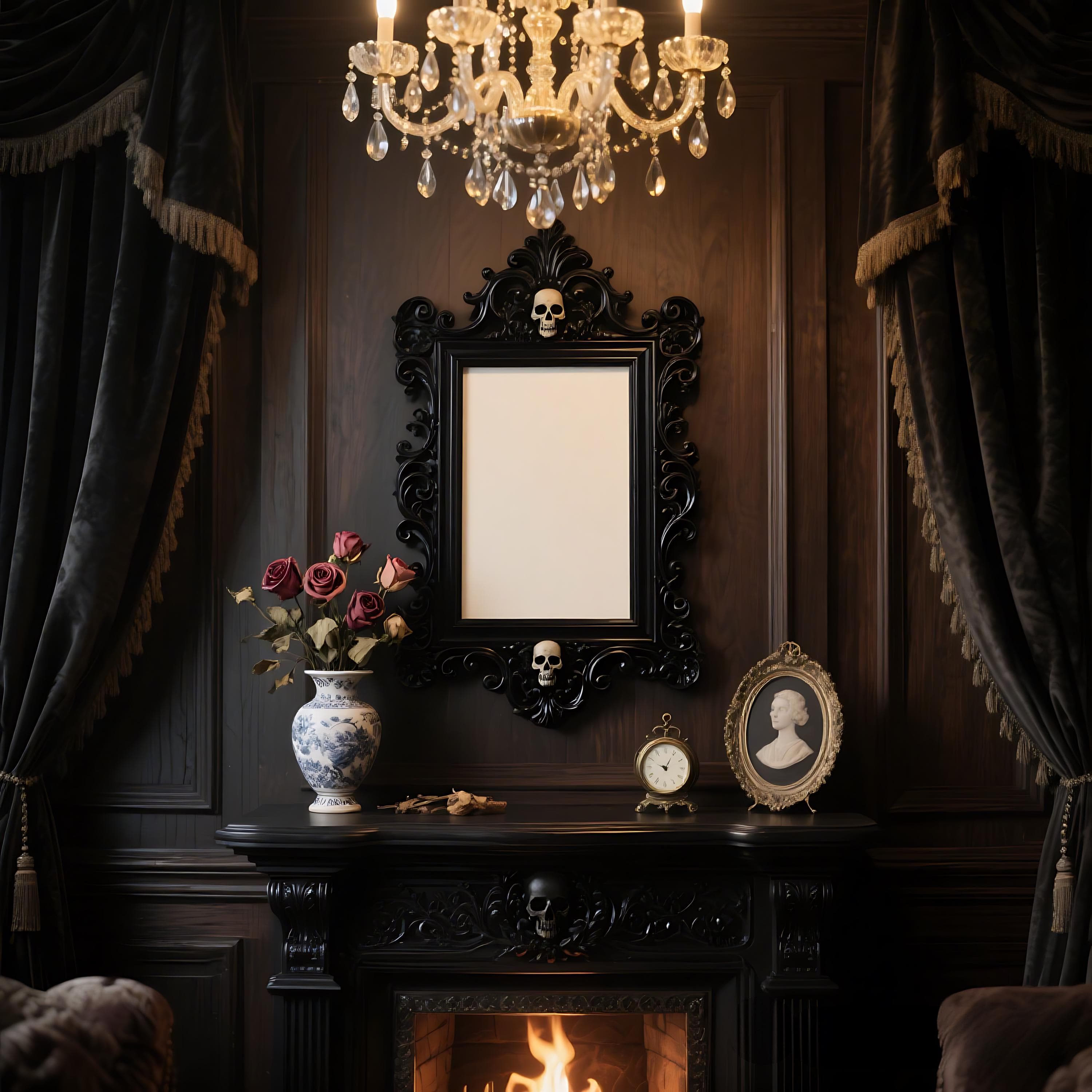 Ornate Black Victorian Gothic Frame Mockup | Baroque Style | Poster Frame | Mockup Frame PSD | Instant Download | Digital Download | Mockup