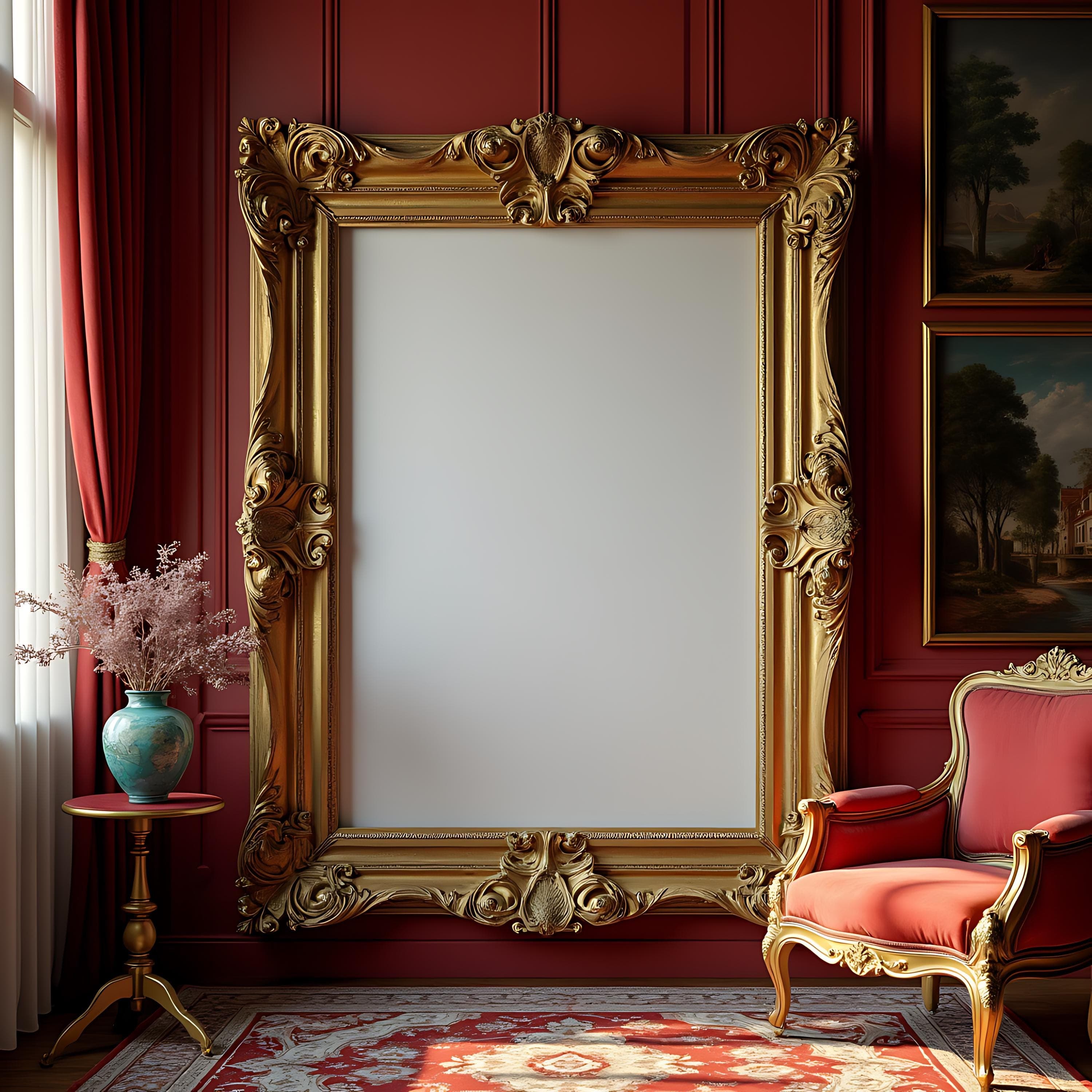 Baroque Vintage Wall Art Frame Mockups | Poster Frame Mockup | Antique Frame Mockup | PSD Frame Mockup | Digital Frame | Frame | PSD Mockups