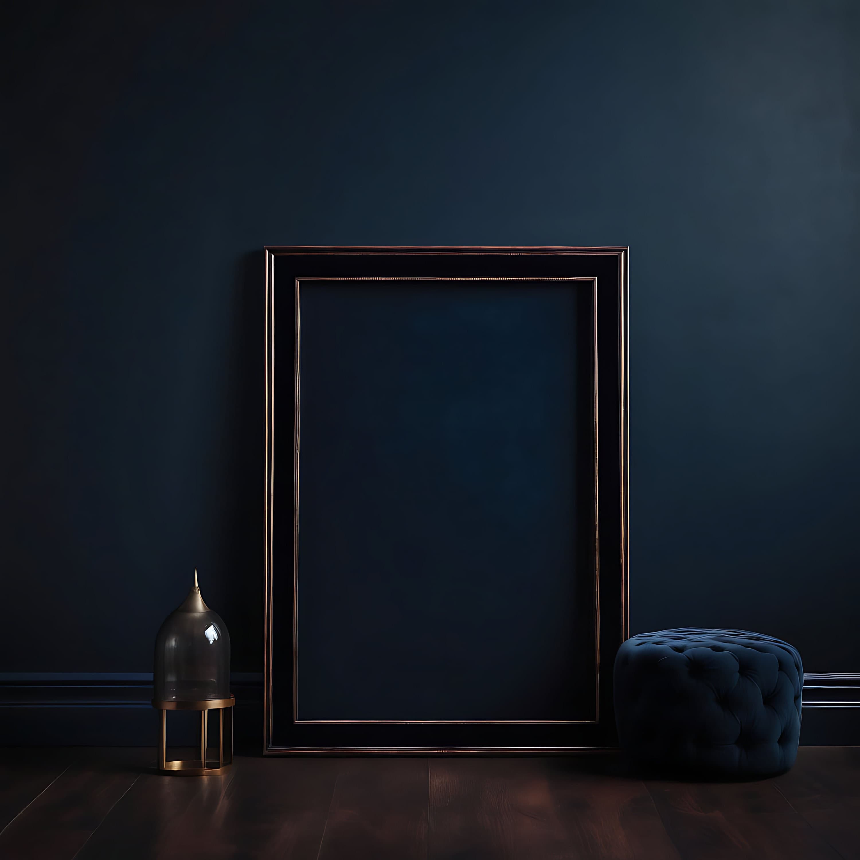 Thin Black Velvet Frame Mockup | Black Frame | Digital Frame Mockup | Poster Frame Mockup | Frame Mockup PSD | Gothic Art| Minimalist Mockup