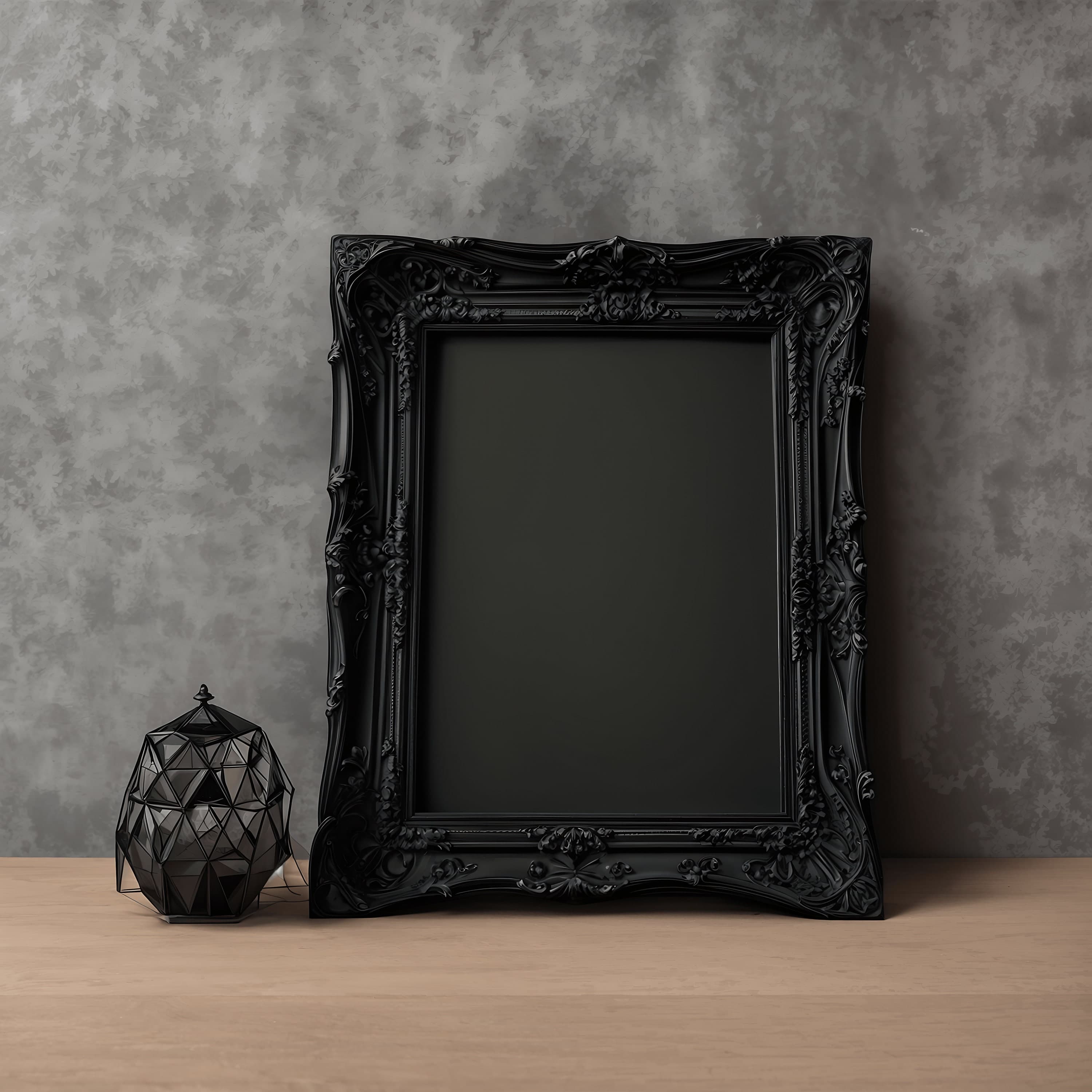 Black Frame Adorned with Gothic Filigree | Digital Art | Gothic Wall Art Mockup | Frame Mockup | Dark Motif Mockup | Digital Mockup | Mockup