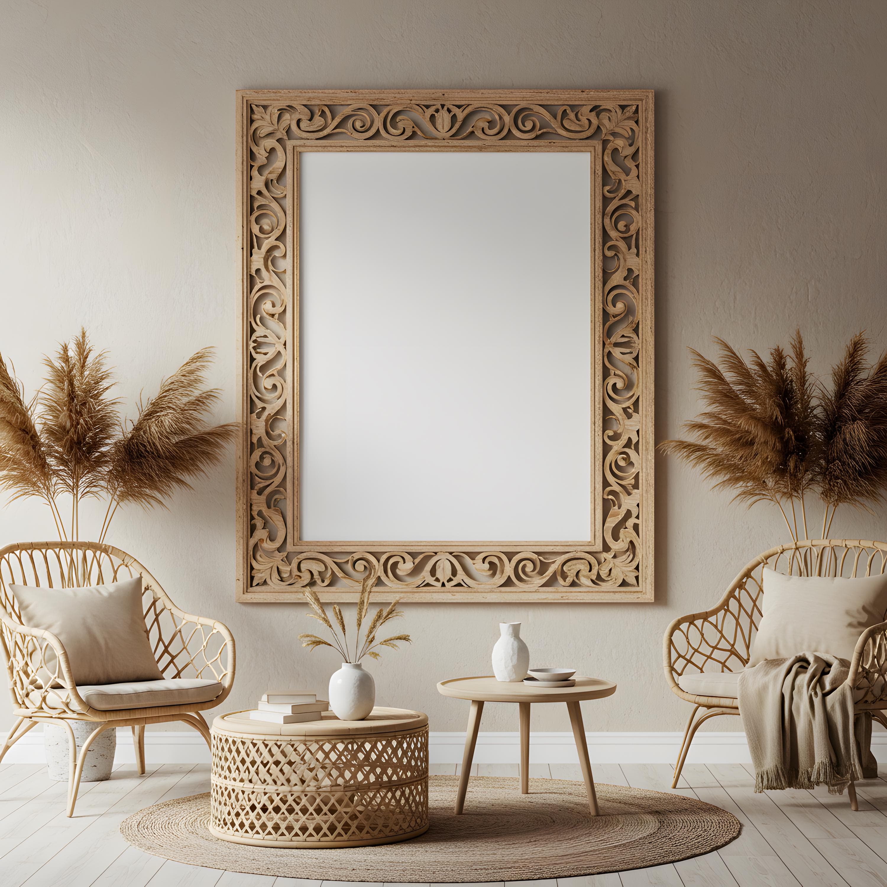 Wooden Ornate Frame Mockup | Vintage Baroque Gold Frame | Rustic Wall Art Digital Mockup | Antique Frame Mockup | Boho Frame Mockup |