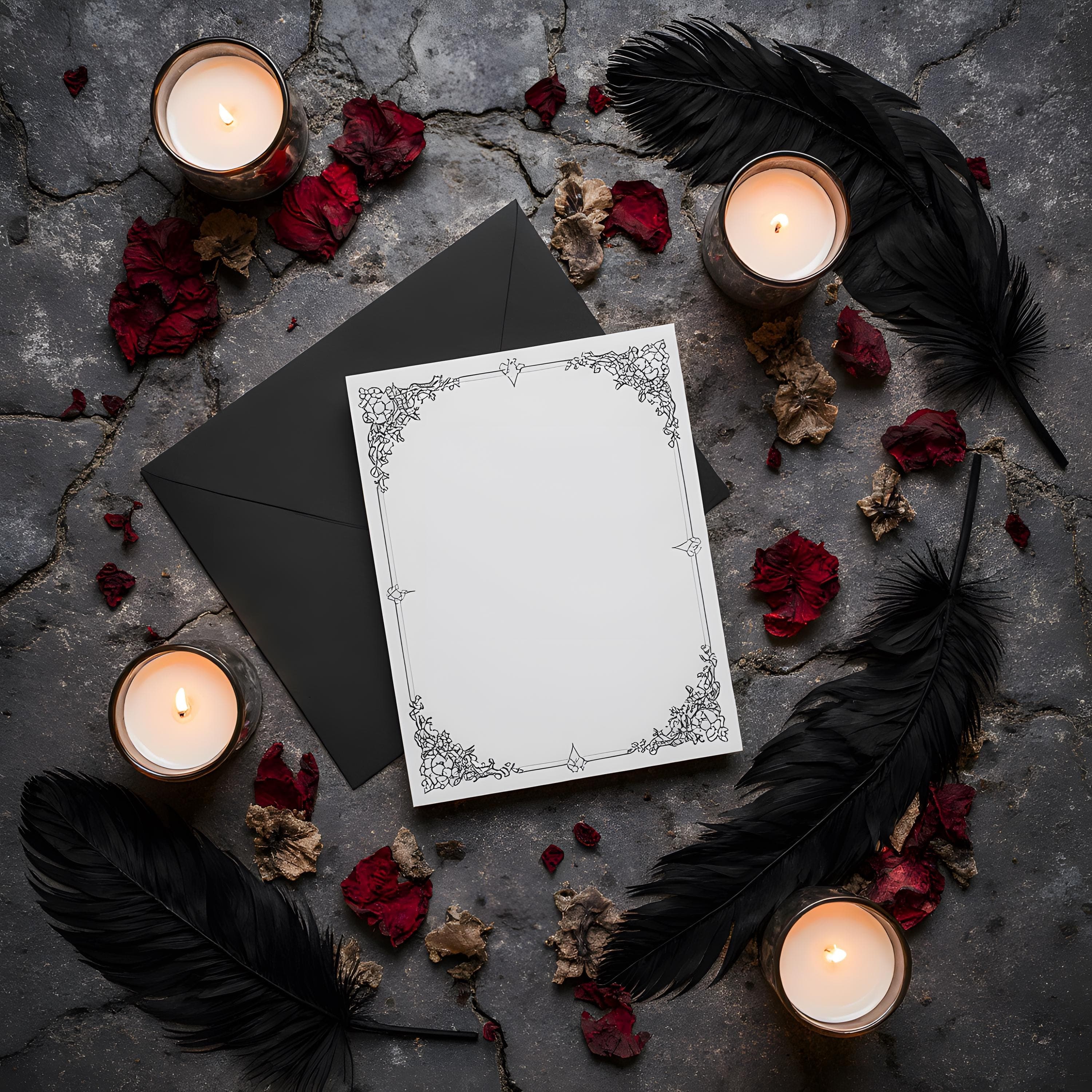 Luxury Gothic Wedding Invitation Mockup | Dark Ornate Stationery PSD | Victorian Baroque Wedding Card | Gothic Romance Invitation Template |