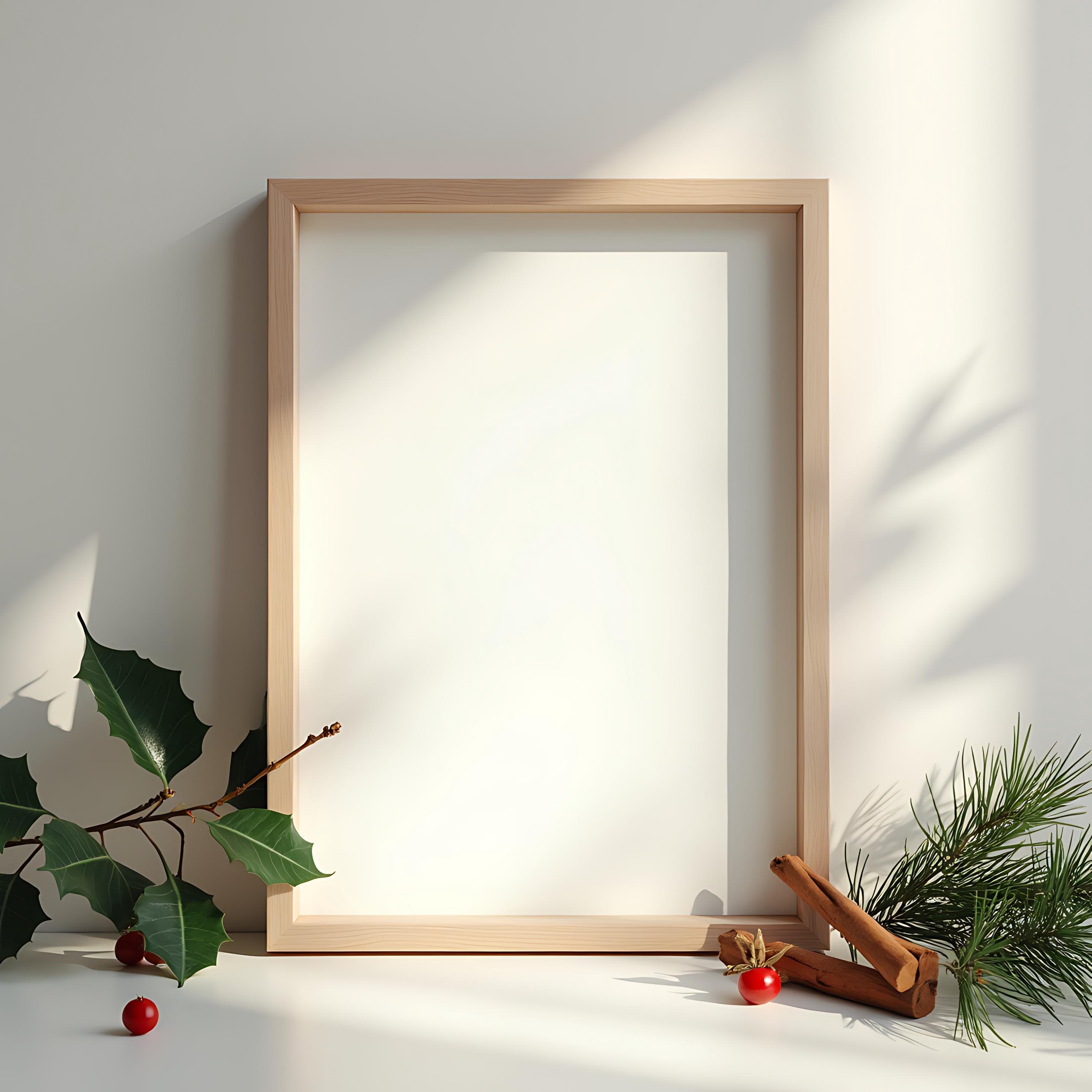 Modern Thin Frame Mockup | Frame Mockup | Simple Mockup | Wood Mockup | Minimalist Mockup | Christmas Frame Mockup | Holiday Frame Mockup |