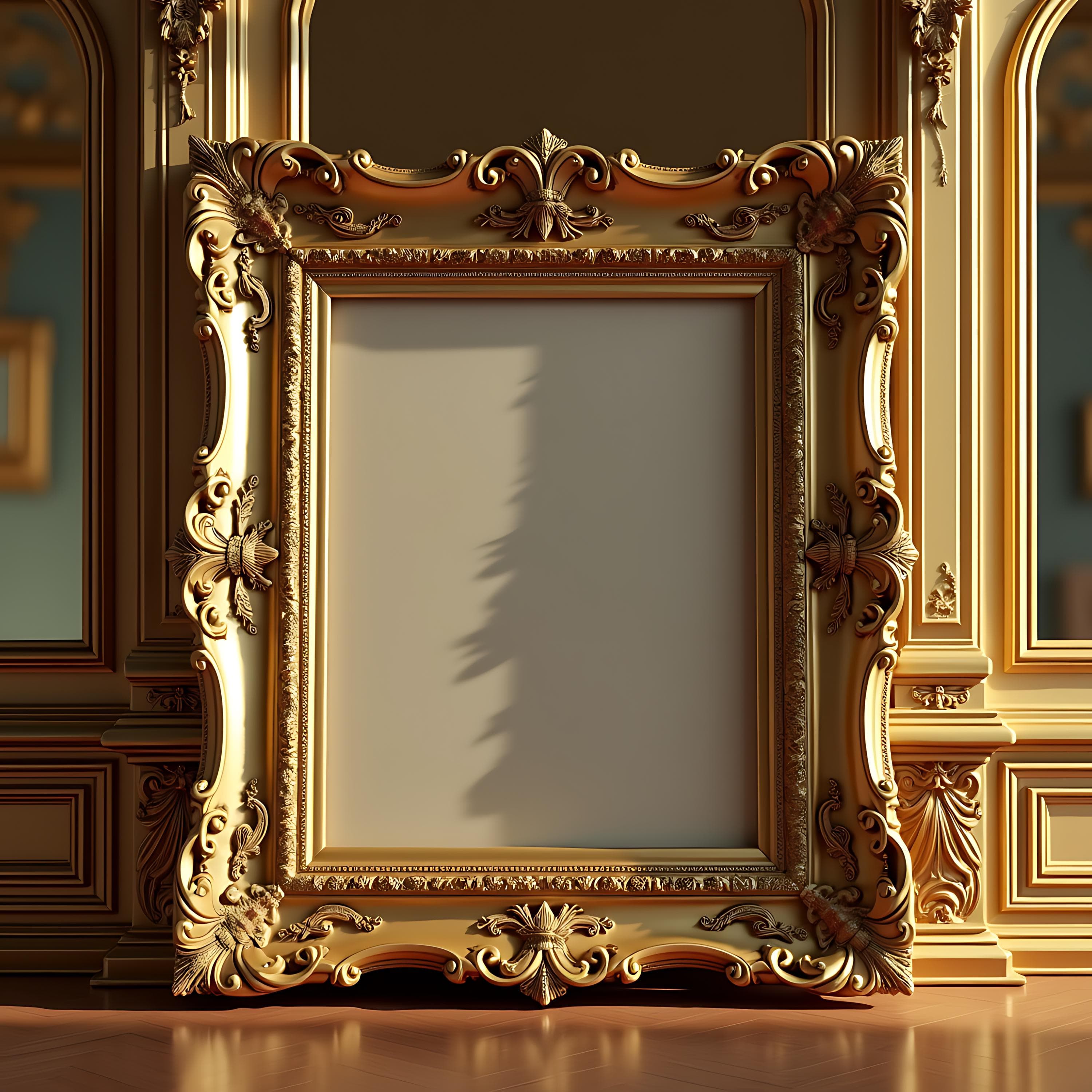 Mockup of an Opulent Baroque Frame | Frame Mockup | One Frame Mockup | Frame Mockup PSD | Ornate Frame Mockup | Picture Frame Mockup | Frame
