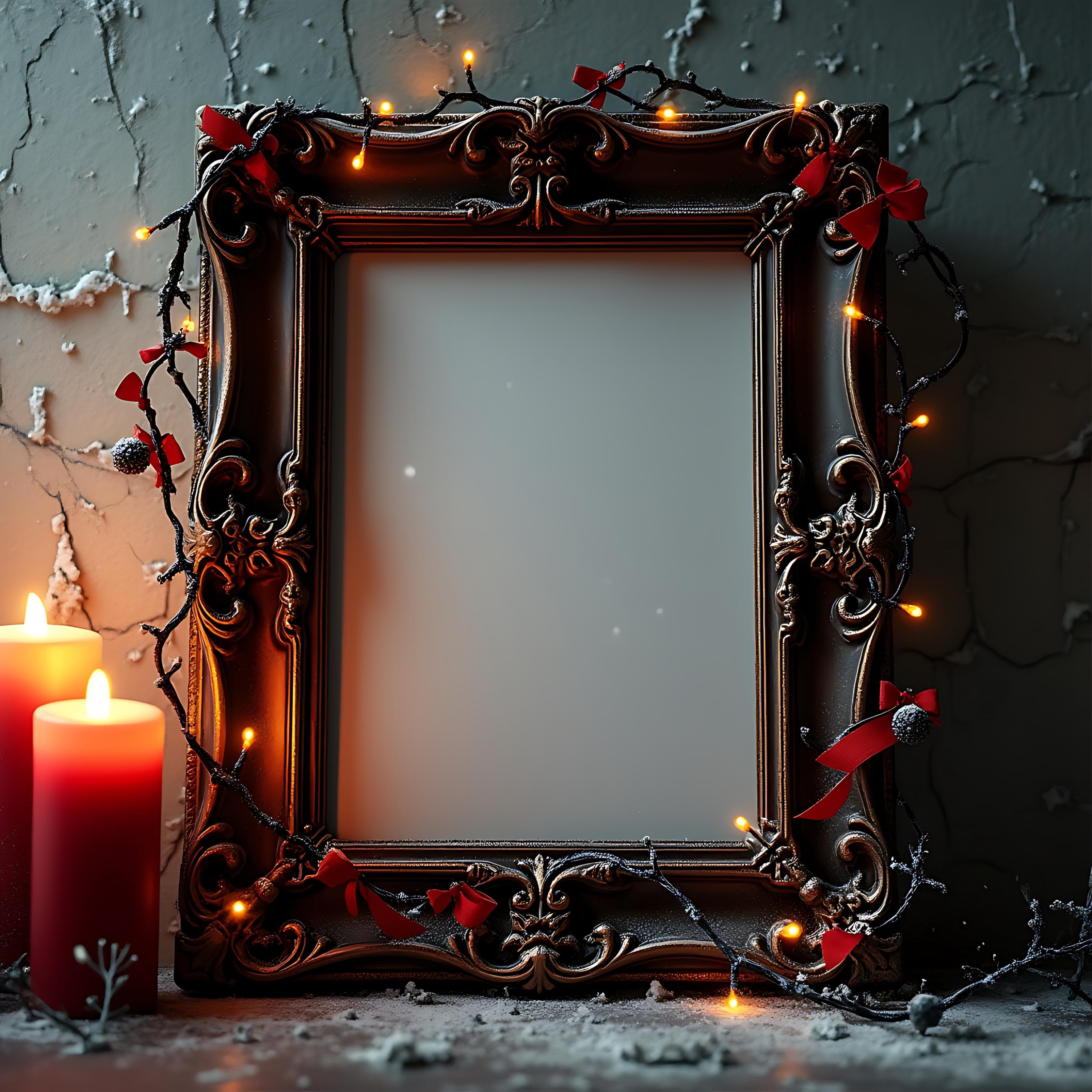Gothic Christmas Poster Mockup | Gothic Mockup | Dark Frame Mockup | Smart Object Frame Mockup | Christmas Mockup | Picture Frame Mockup |